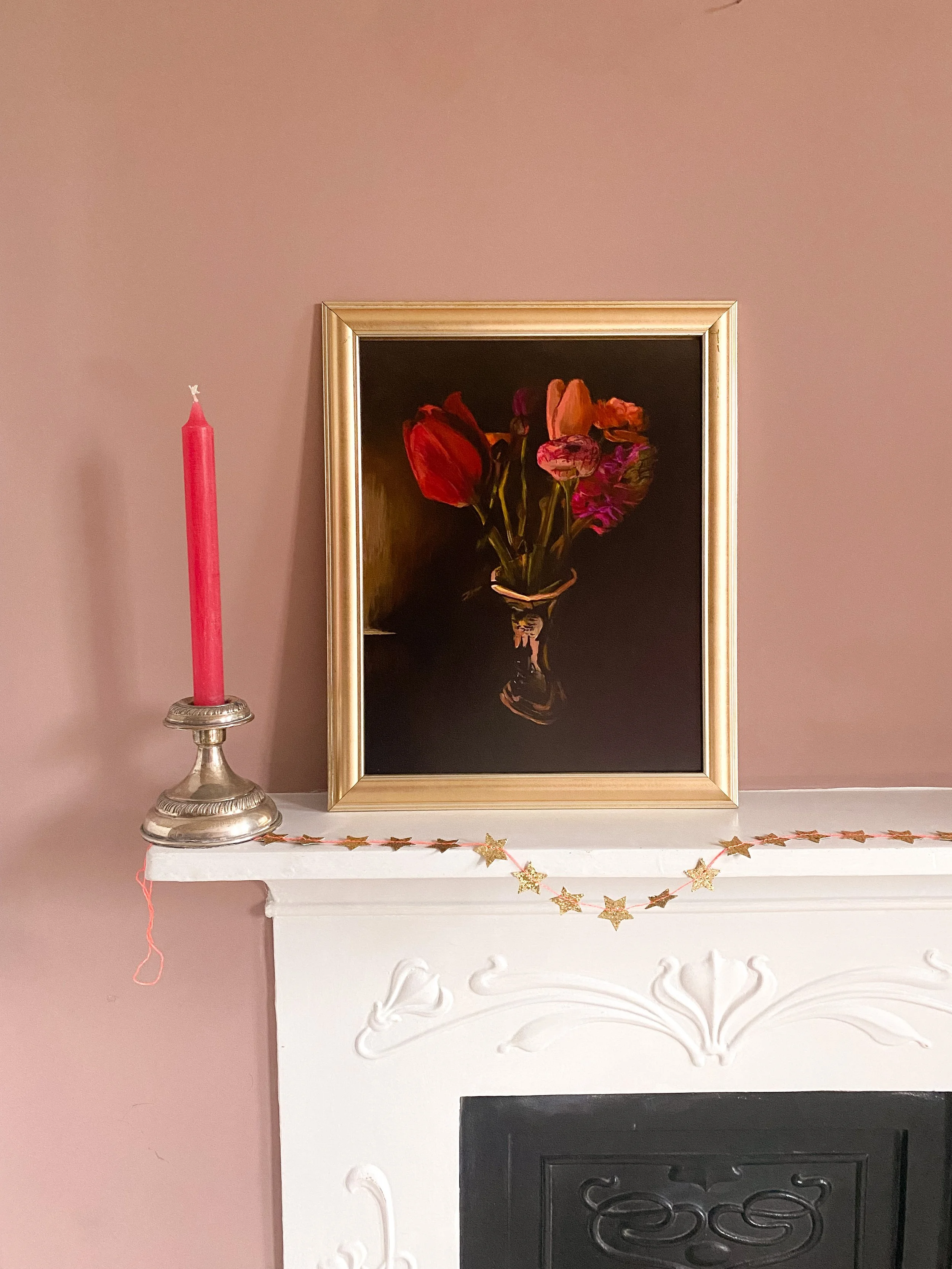 Tulips and ranunculus flower fine art giclée print for gallery wall.