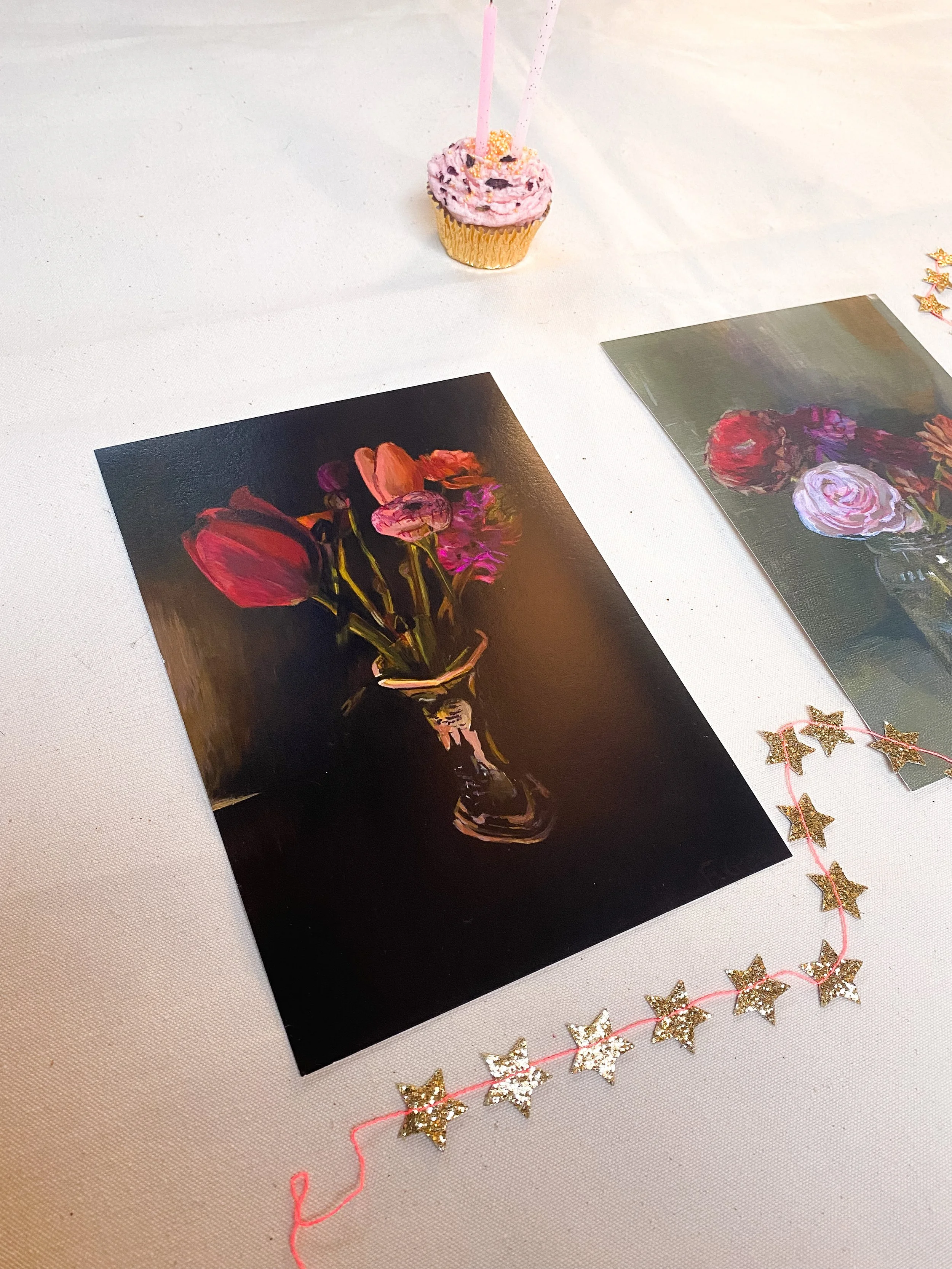Tulips and ranunculus flower fine art giclée print for gallery wall.