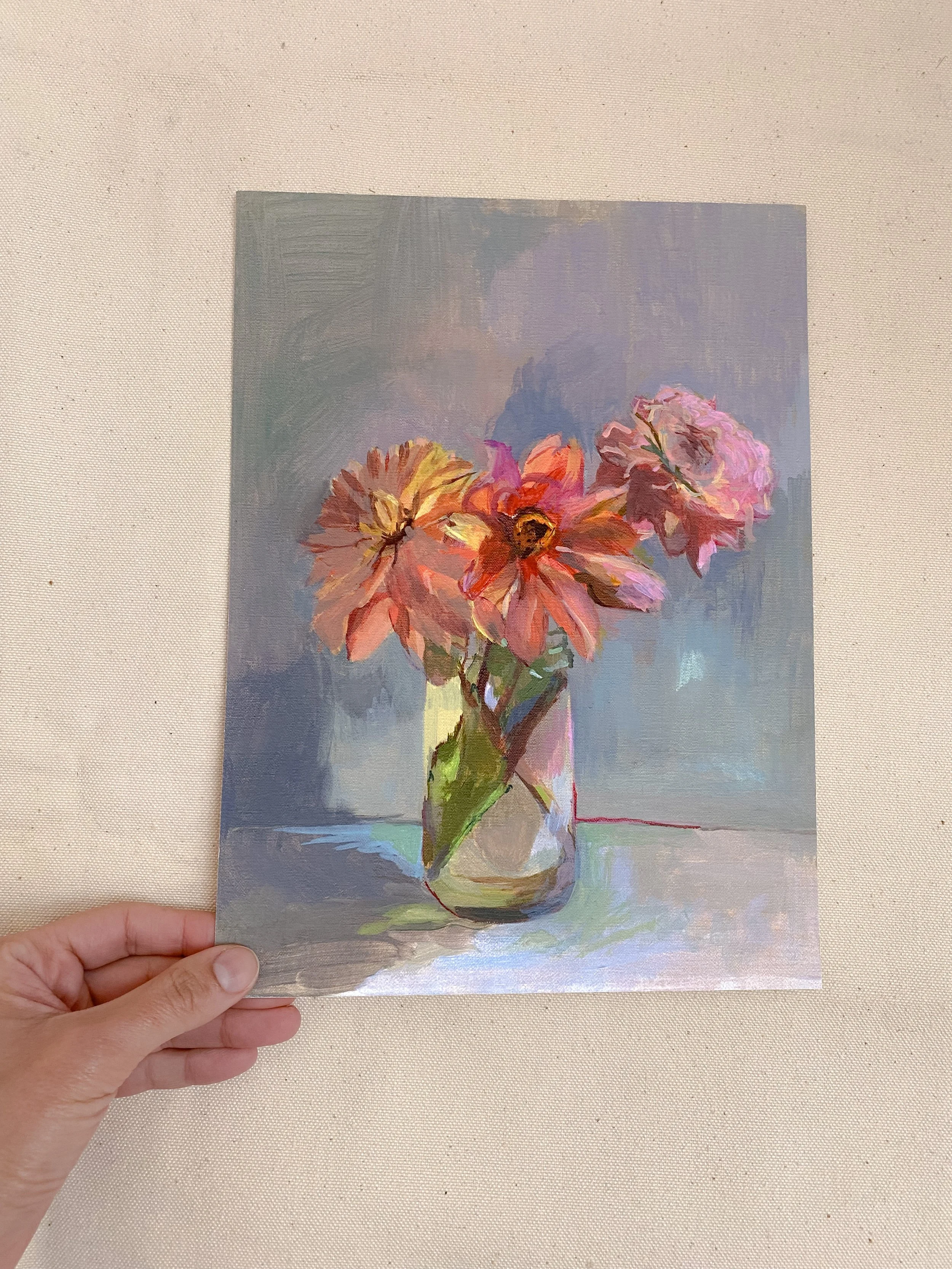 Dahlias flower fine art giclée print for gallery wall.