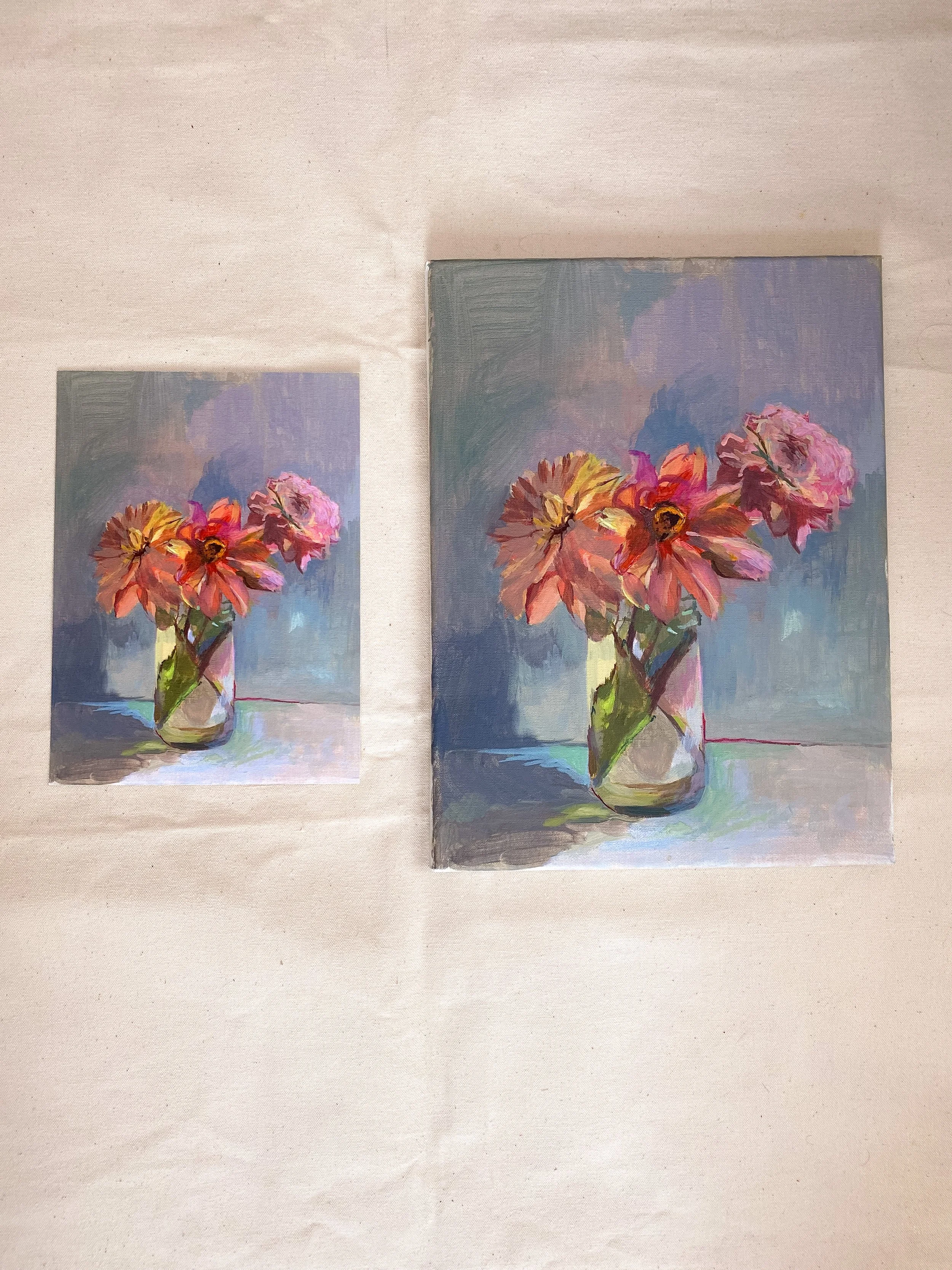 Dahlias flower fine art giclée print for gallery wall.