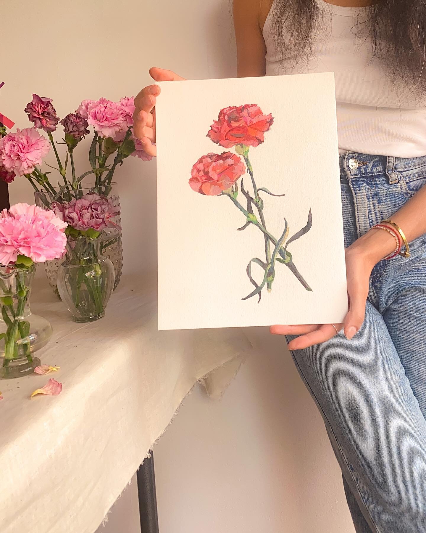 Happy #worldartday 💕

Carnations, oil on Arches paper (A4). Part of a collection in the making entitled &lsquo;From Colombia, with love&rsquo; available to purchase later this year (date and information to be announced to mailing list subscribers im