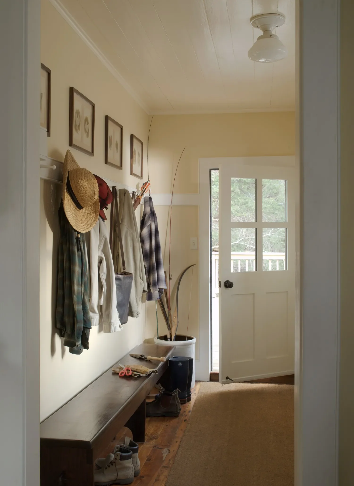 Only the painted wood plank ceiling and hemlock floors are original. Everything else had to be recreated given that the interior was already gutted by a previous owner.
