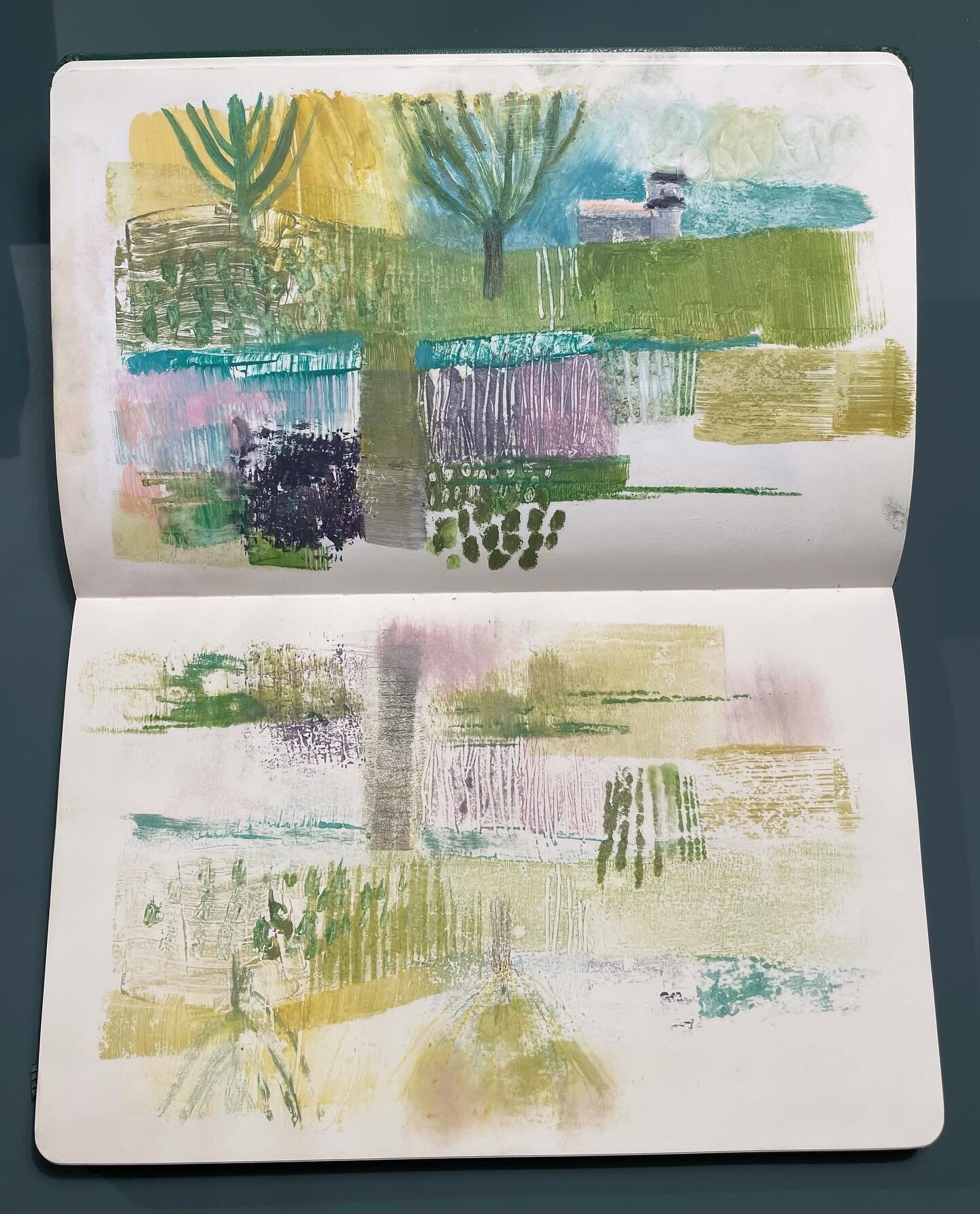 Today&rsquo;s post: landscape impressions. Using this fun &ldquo;mock printing method&rdquo; today. 
#landscape #landscapeimpressionism #sketchbookplay #sketchbook #printing #oilpaintsketch