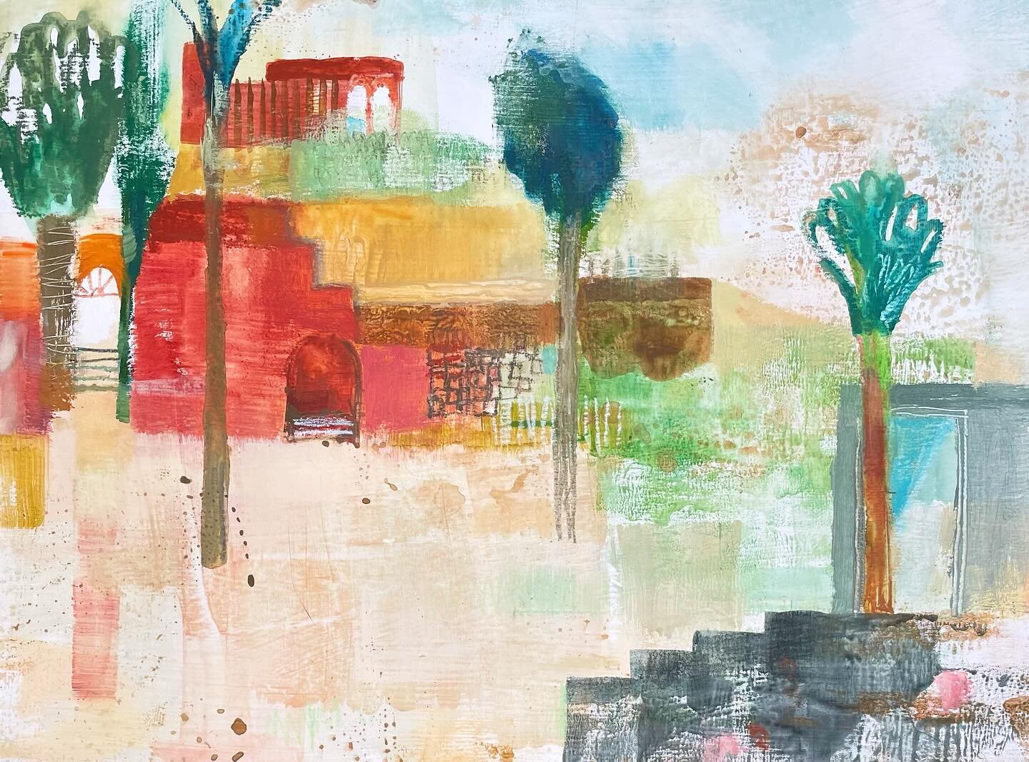 Today&rsquo;s post: warm tones, imaginary lands. Work in progress.
#landscape #morocco #warm #architecturelandscape #abstractlandscape #palmtrees #california #californiadreaming