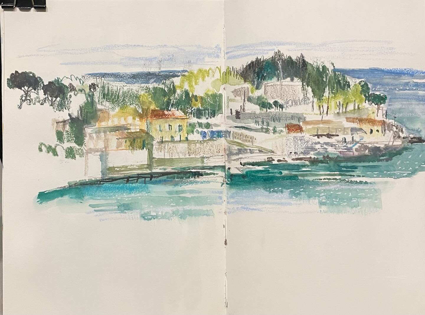 Today&rsquo;s post: gorgeous Lerici. Liguria and its constantly bruiting skies. 
#Lerici #castello #seaside #seasidesketchbook #sketchbook #travelsketchbook #lericicoast #poetic #italy #italiansketchbook #liguria #skiesofliguria #cloudscapes #landsca