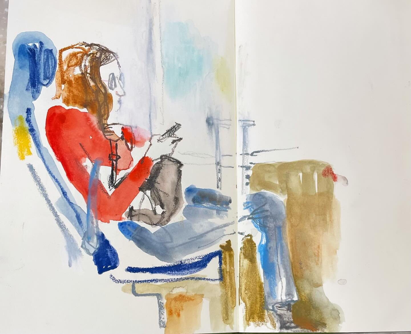 Today&rsquo;s post: my final wrap up- part of a day back in Bologna and train spotting a lady in red. Exhausted, but the good kind.  I do believe Italy is my muse. #trainspotting #ladyontrain #travel #traveljournal #sketchbook #italiansketchbook #ske