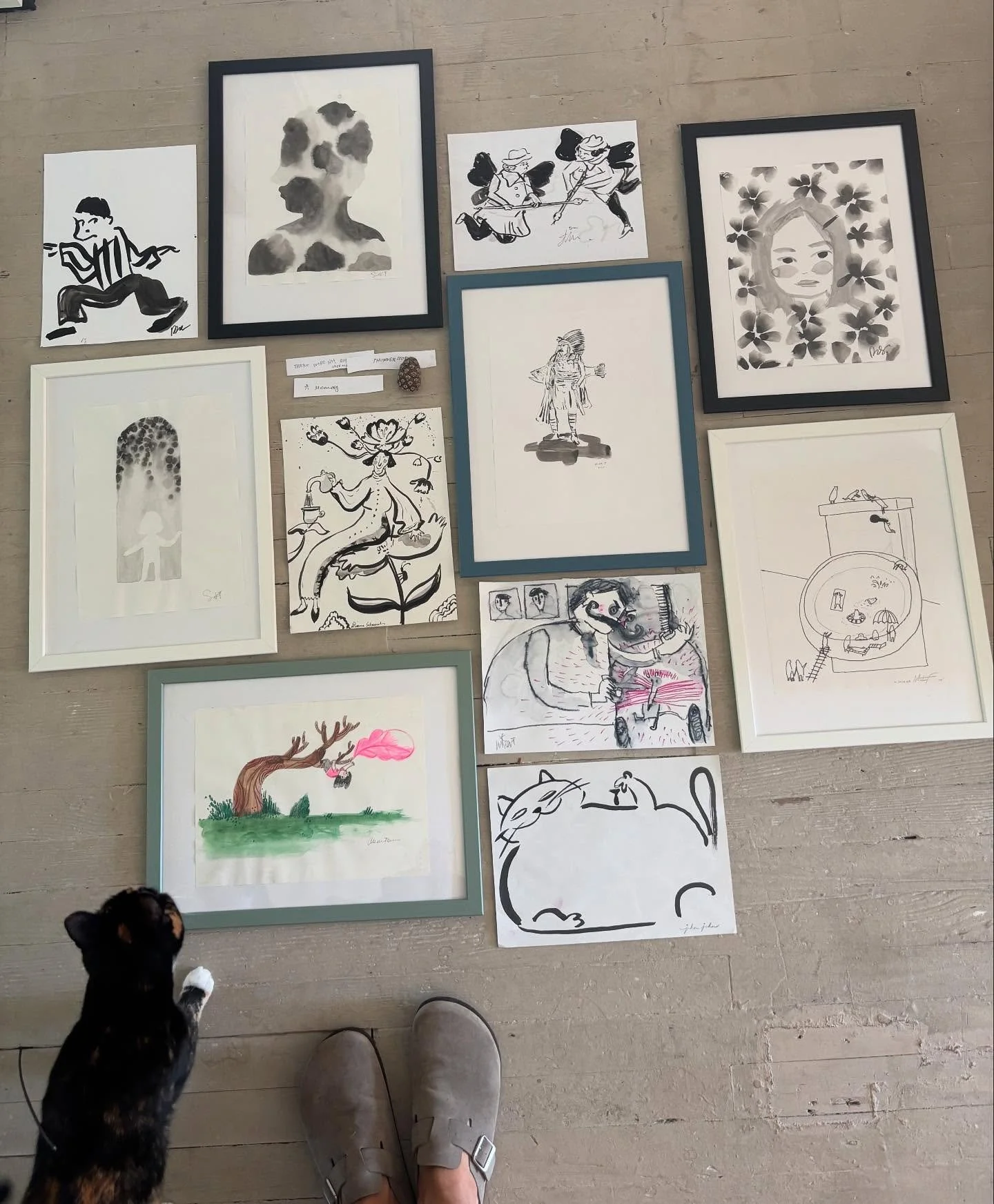 As promised, here are some piece that inspired me from Milkwood. There was so much, it was really hard to choose. 

The first photo is of the drawings we swapped, as you can see Juni and I are still trying to find frames and figure out where to put t