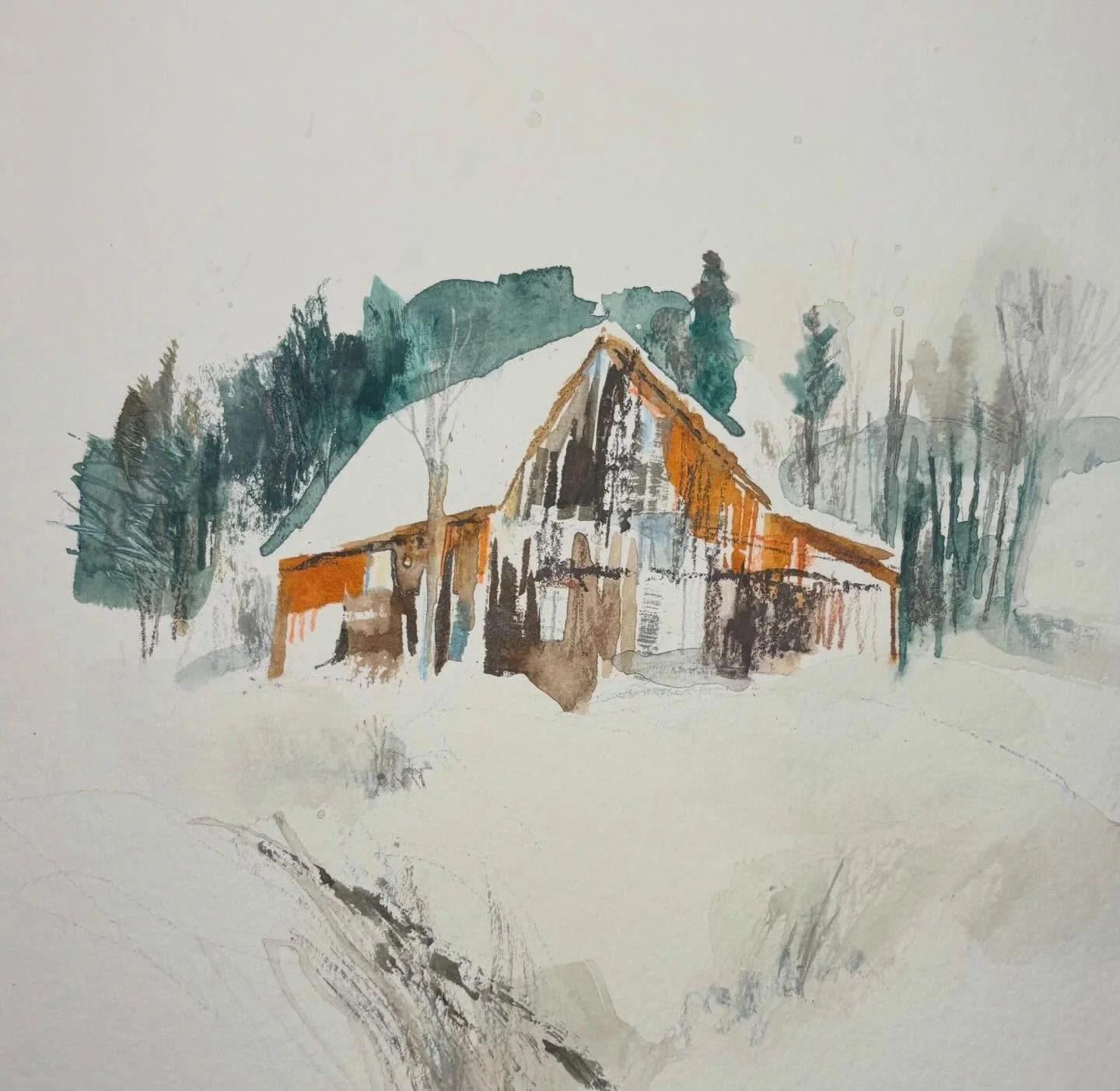 House in the snow. 
#winter #snowy #snowyhouse #snow #pines #winter #cabin #wintercabin #snowyday #houseinthewoods