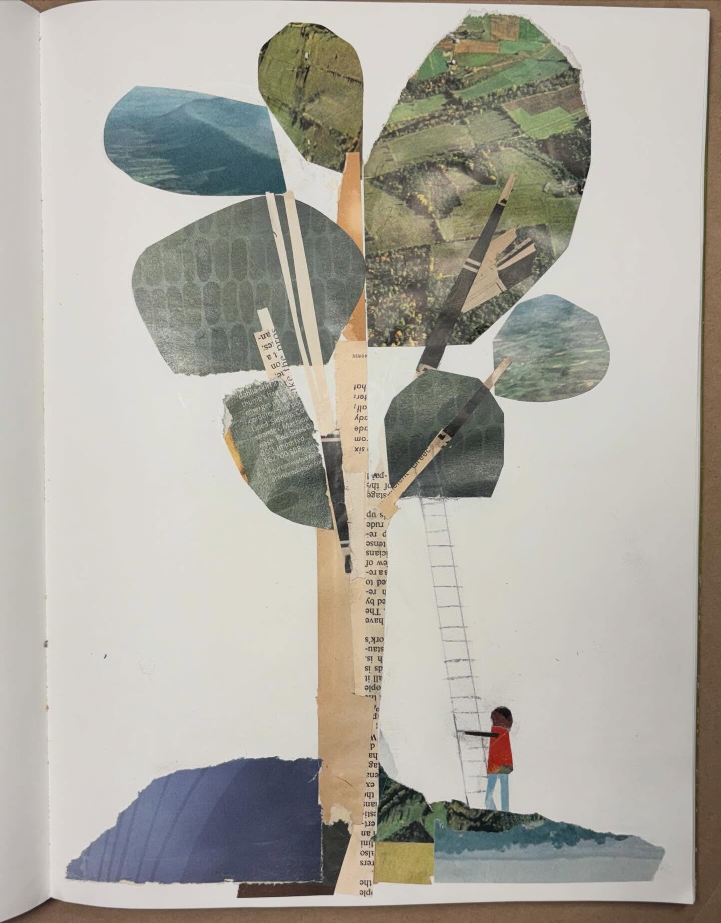 Thinking about symbols of hope as the year comes to a close. #trees #ladder #treestagram #collageonpaper #collage