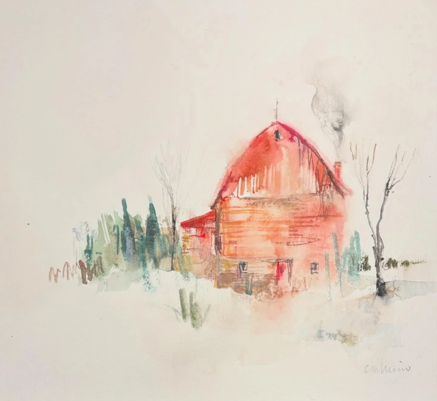 Still exploring barns in the snow. 
#barns #snowy #winter #winterseason #watercolor