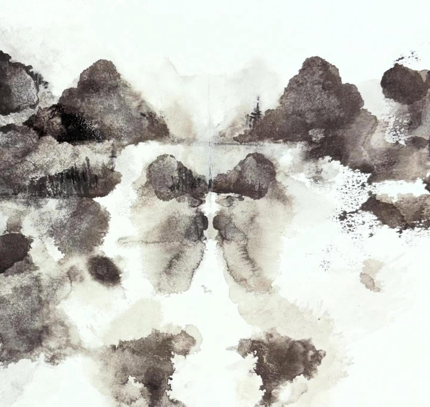 landscape with winding streams. Sometime when I can&rsquo;t leave the house I imagine a place I&rsquo;d like to be. Somehow it&rsquo;s always by the water. #streams #lakes #water #blackandwhite #inkdrawing