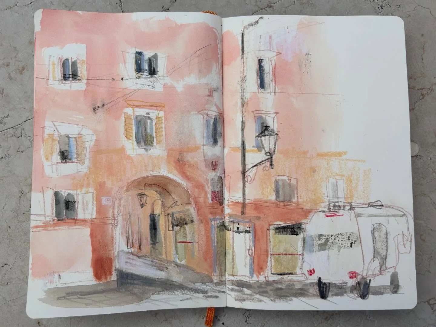 Here&rsquo;s some of my sketchbook pages from Bologna. Italy is my muse&hellip;I hold the memories of the years I lived there so dearly. The sounds, the colors, the flavors, the frenetic energy. All of it washed over me again. Grateful to have gotten