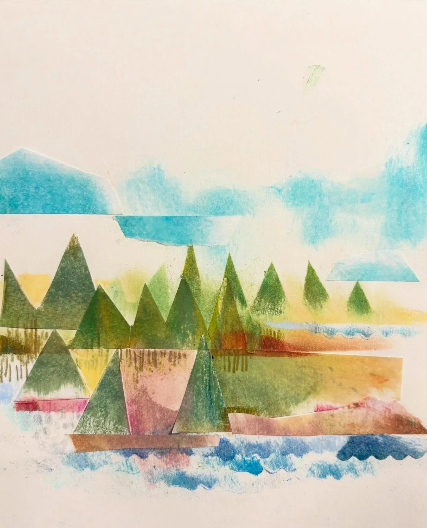 Simple little landscape study. Sketchbook play. 
#landscape #littlelandscape #sketchbook #pines #pinetrees