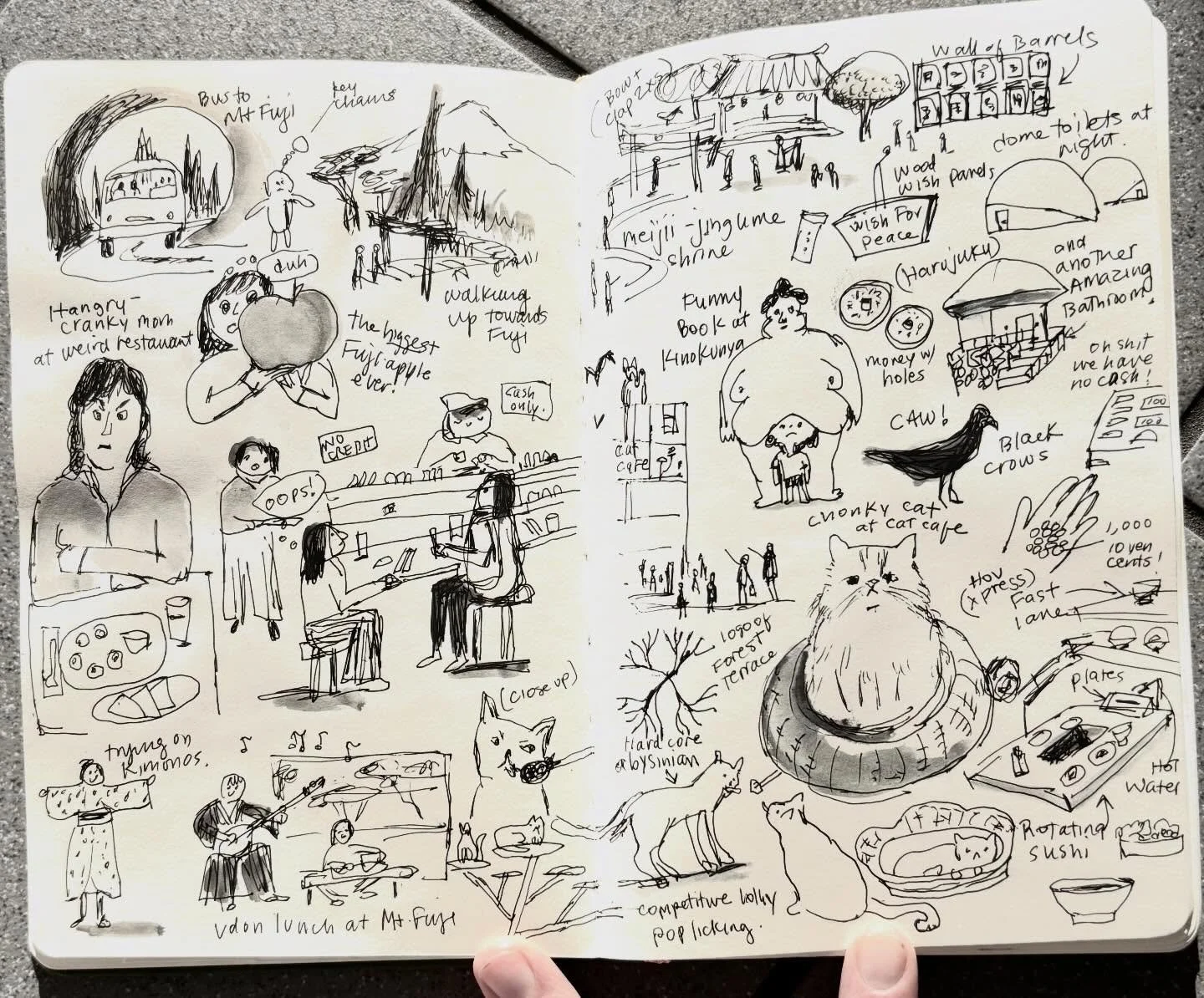 A few more bits from my trip to Japan. 
🇯🇵 
- The first image is a &ldquo;memory sketchbook&rdquo; page. I like to do these silly  vignette pages when I travel, when I have some down time. I try to remember all the odd quirky bits from my trip and 