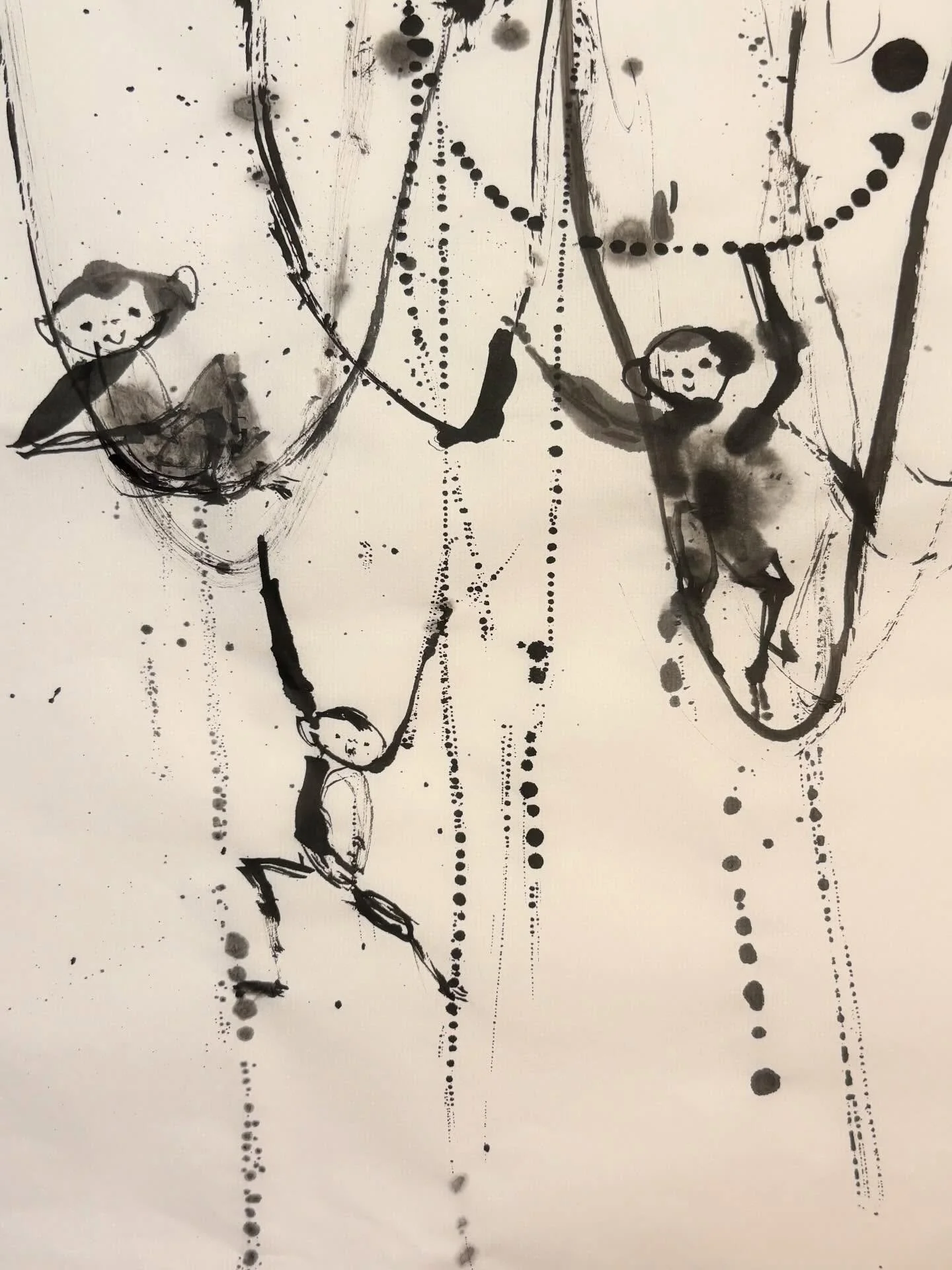 More monkey play. 
#monkeys #monkeyplay #monkeyingaround #sumiink #inkdrawing