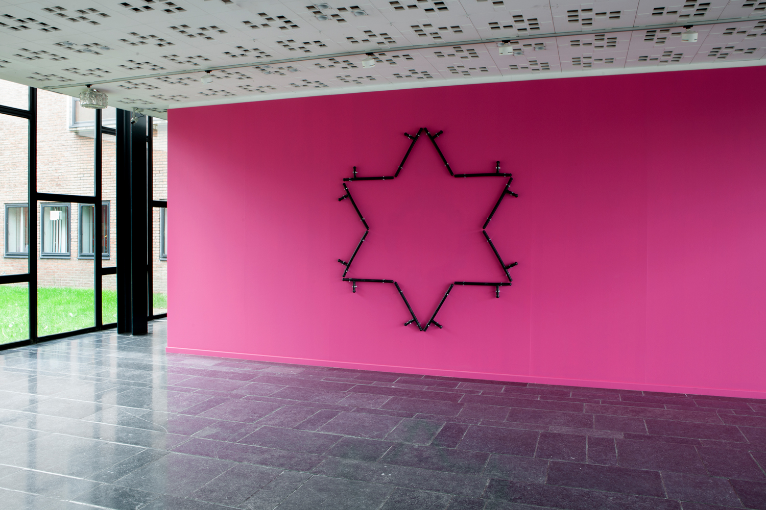 Kendell Geers, ‘T.W. Batons (Pentagram)’, 1994, 10 Police batons, 152 × 160 cm, Courtesy of the artist