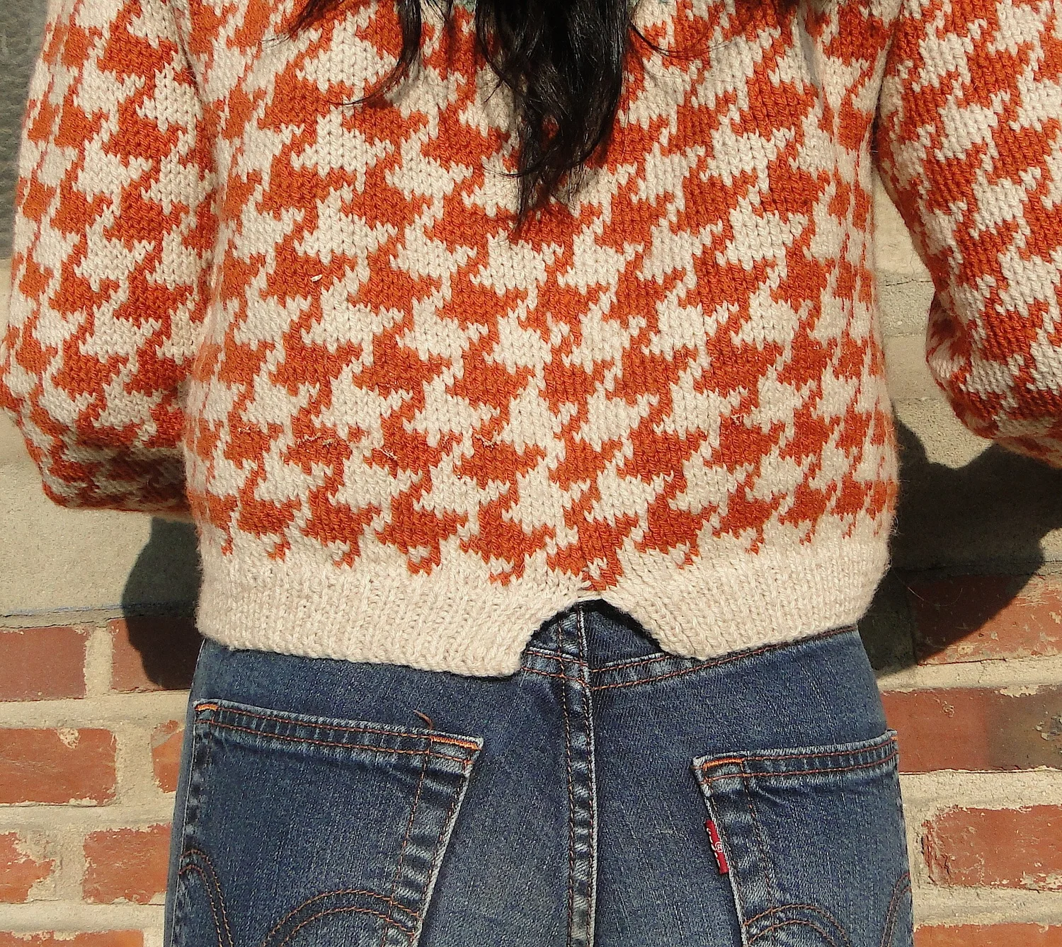 トップス sulvam Asymmetry Houndstooth knit Original Handmade Knitwear