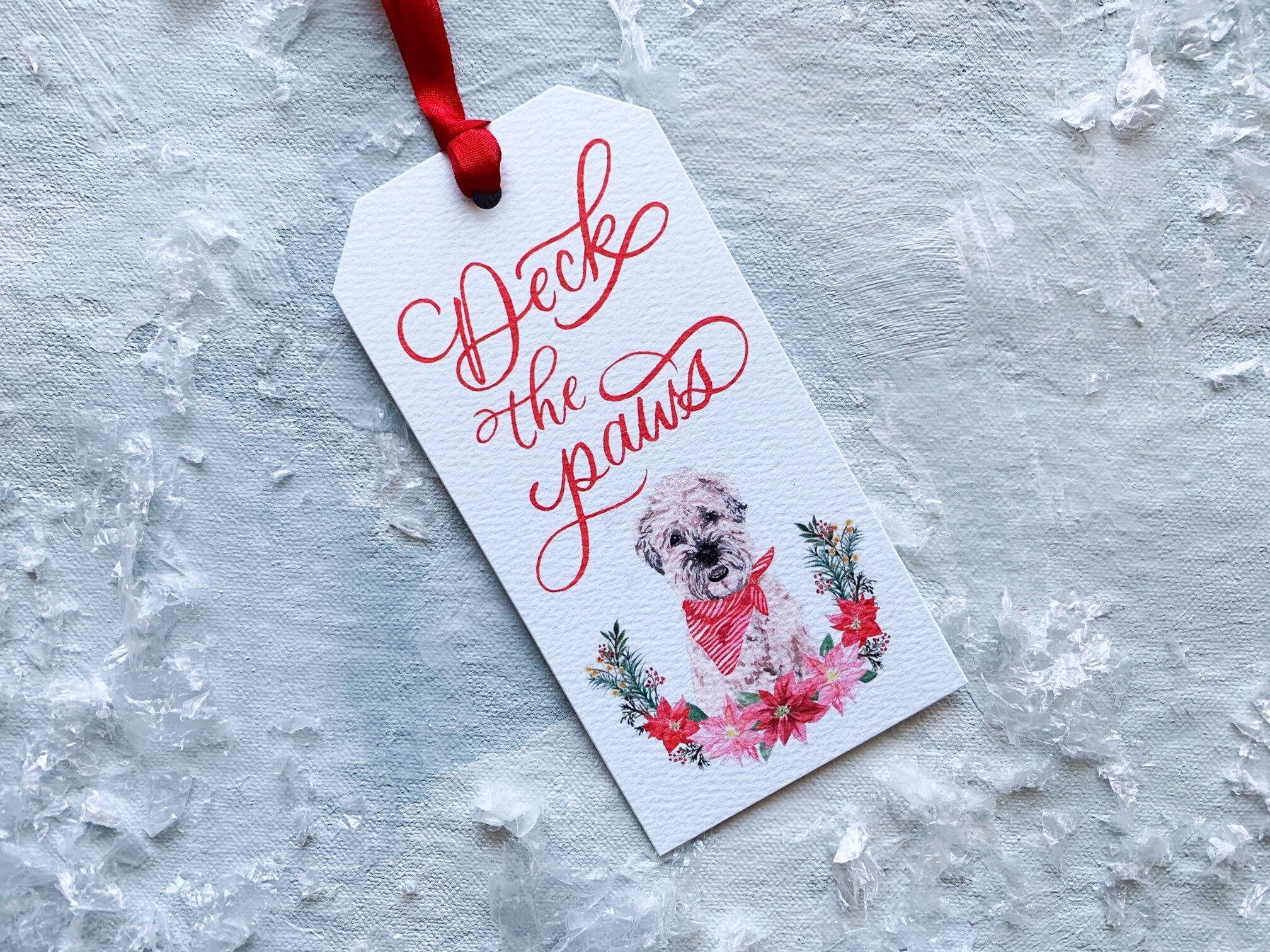 Christmas Pups Gift Tags with Ribbon - Christmas Puns - Holiday