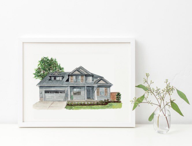 Happy Friday folks! What are you up to this weekend? I&rsquo;m over here trying to get my bookkeeping chores done so I can go outside and enjoy some of this sunshine ☀️ I am SO ready for the joy of spring! 
.
.
.
.
#houseportrait #watercolorhouseport