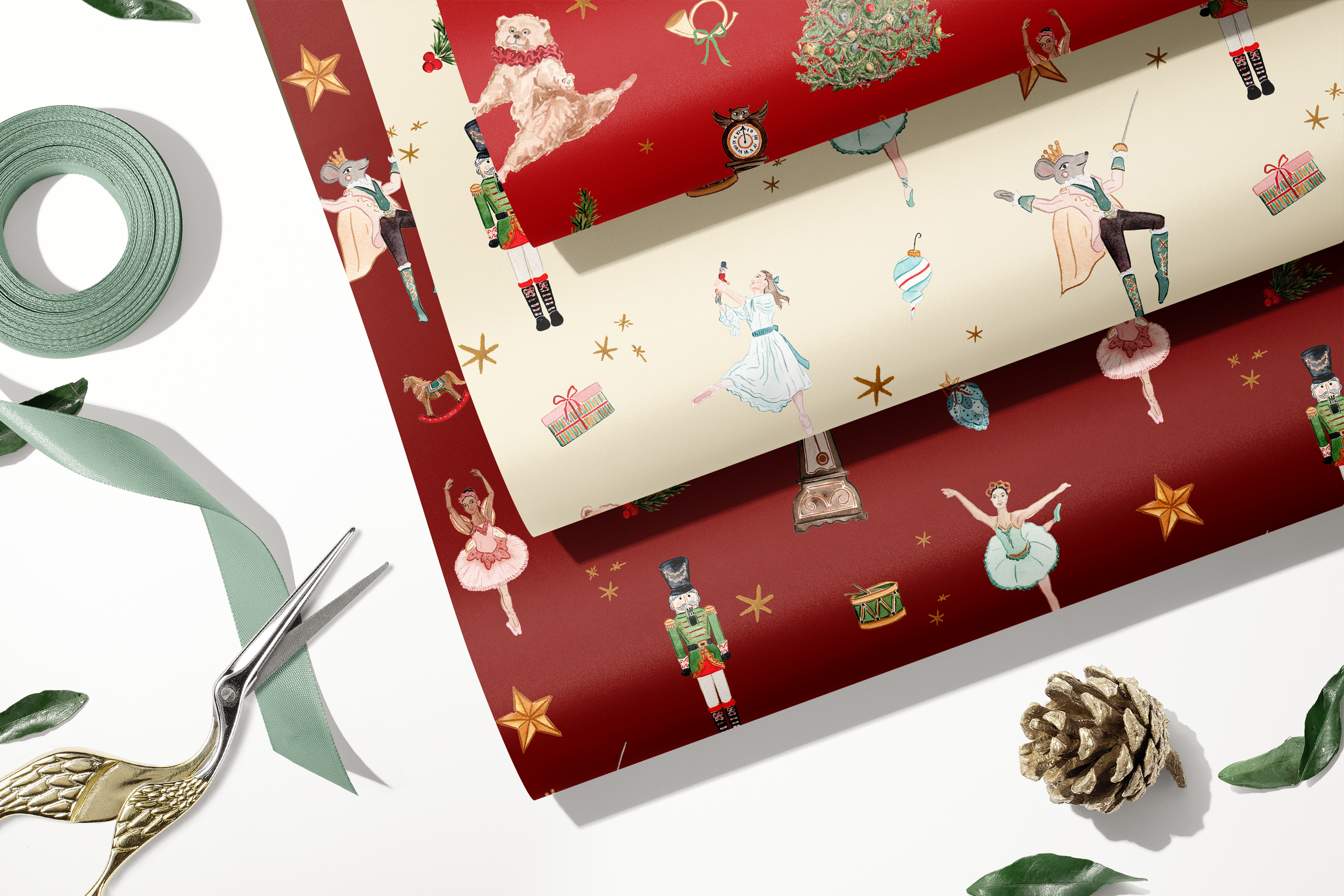Custom Nutcracker Ballet Christmas Wrapping Paper Roll / Sheets 24x36in Or  24x60in, Holiday, Birthday, Wedding Gift Wrap, Mini Print, RED - Slyarts