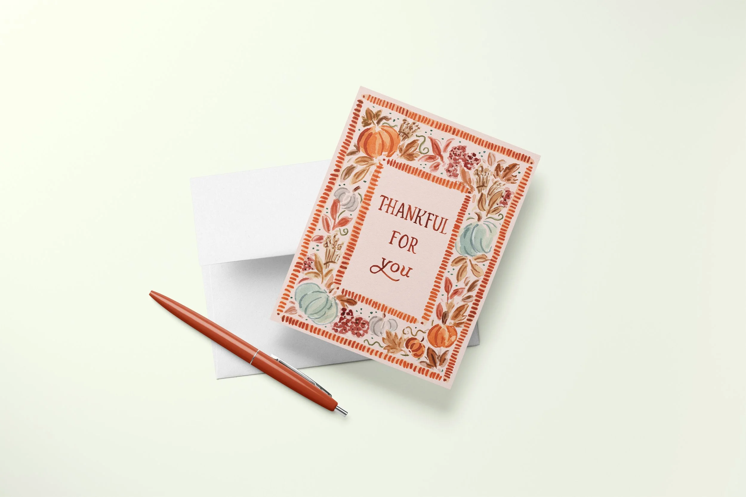Thankful for You Pumpkins Card Mock with Pen.jpg