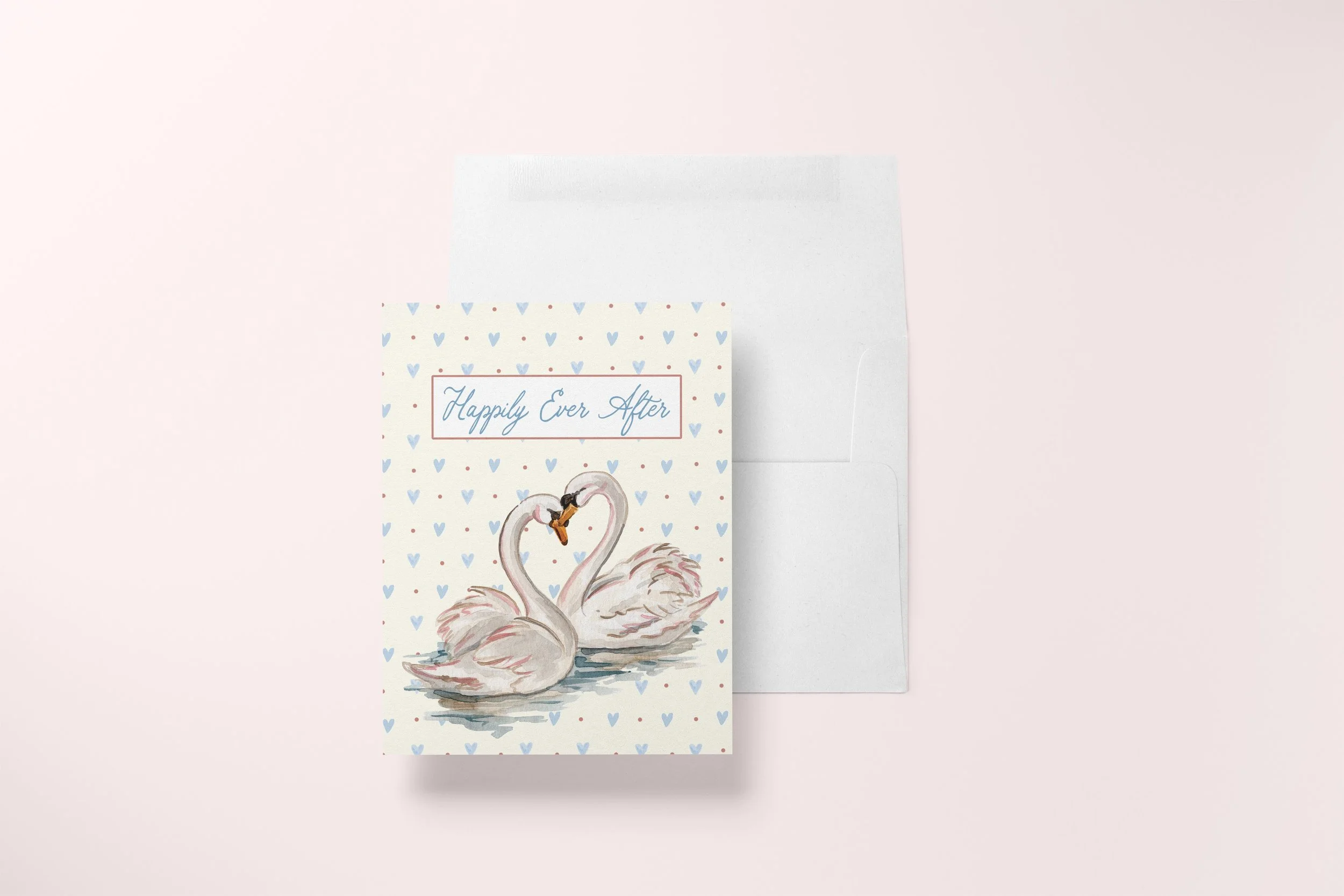 Happily Ever After Swans Card Mock with Envelope.jpg