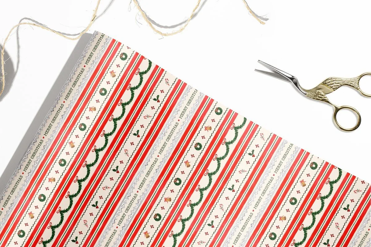Vintage-style Christmas wrapping paper sheet