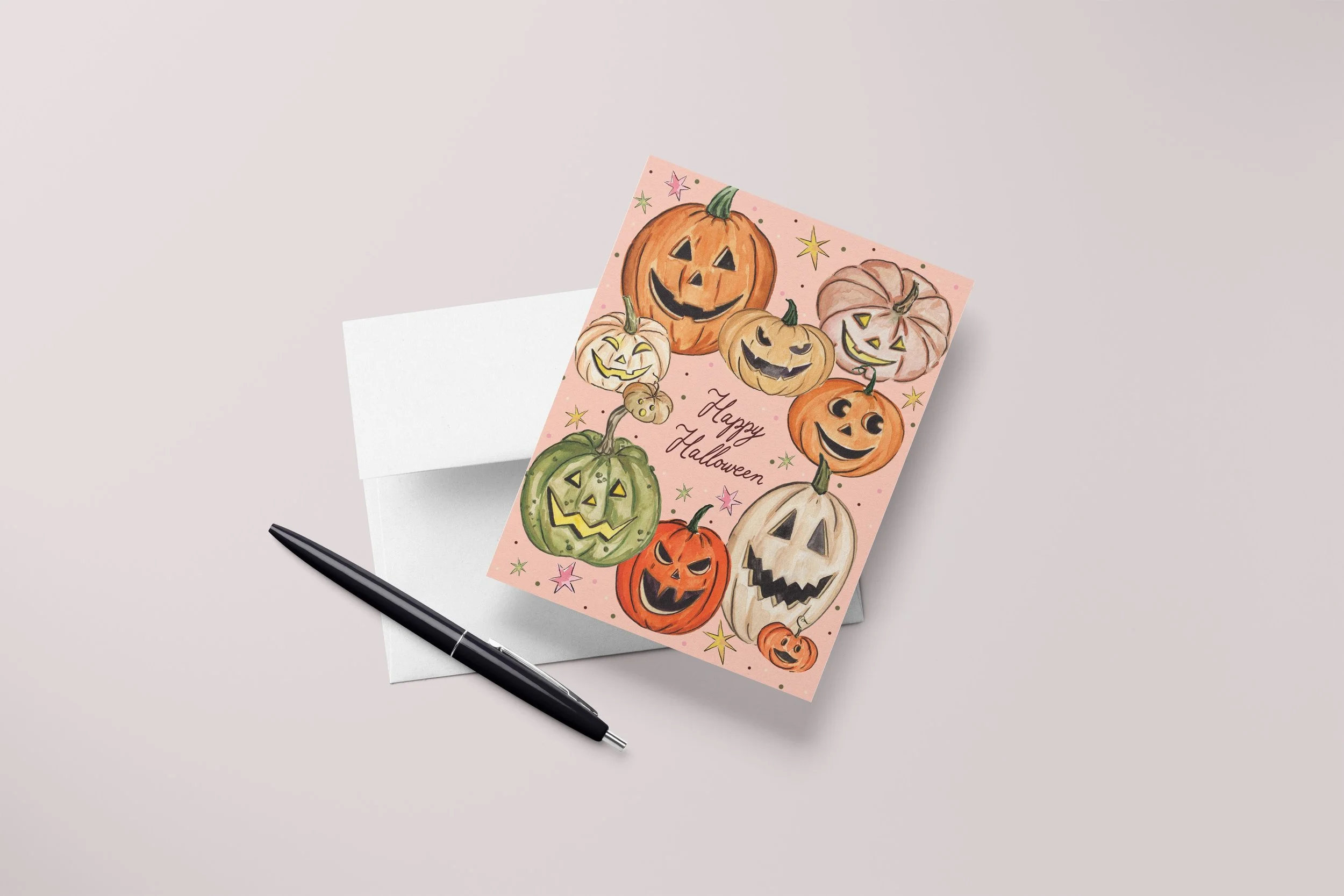 Happy Halloween Jackolanterns Card Mock with Pen.jpg