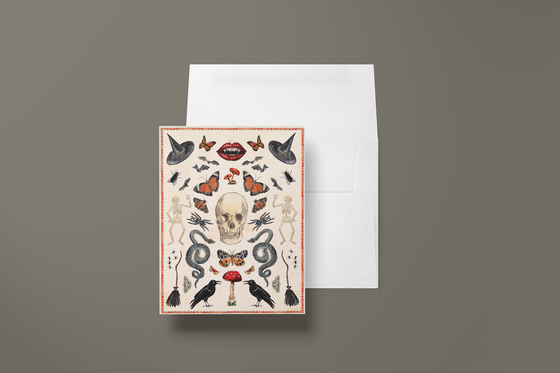 Spooky Halloween Curiosities Watercolor Card