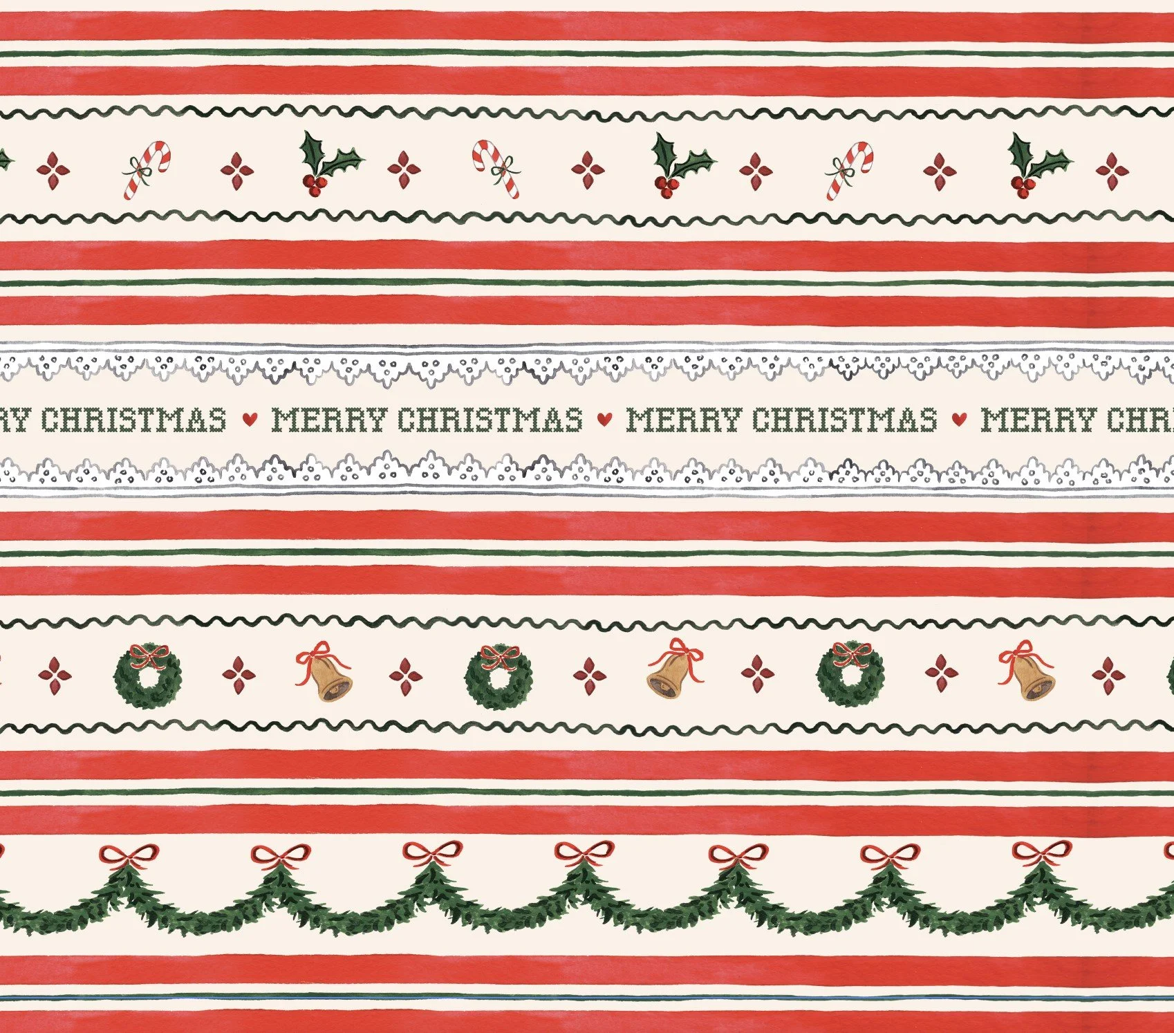 Close up view of Vintage-style Christmas wrap design