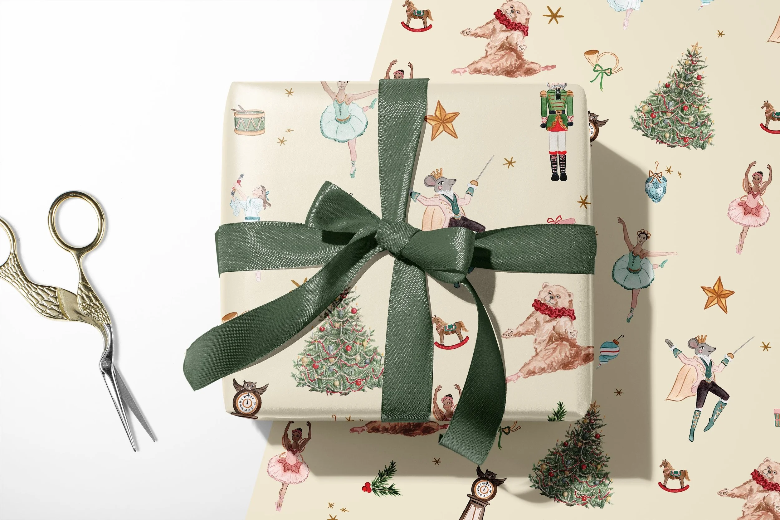 Cream Nutcracker Ballet Wrapping Paper Mockup.jpg
