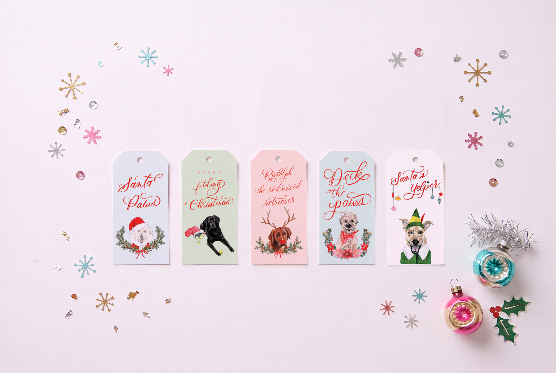 Christmas Dogs Gift Tags - Set of 10