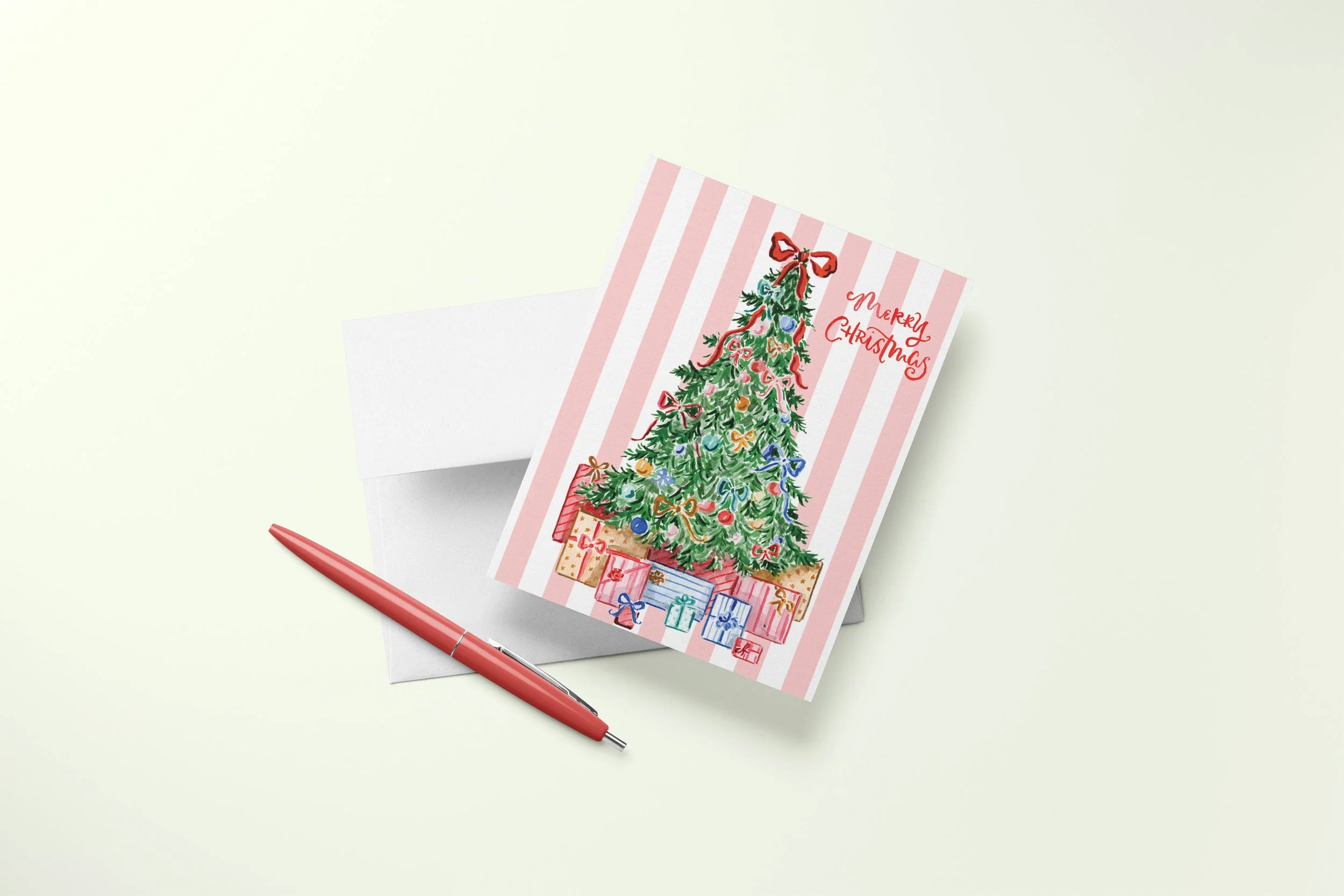Bow Tree Christmas Card Mock with Pen.jpg