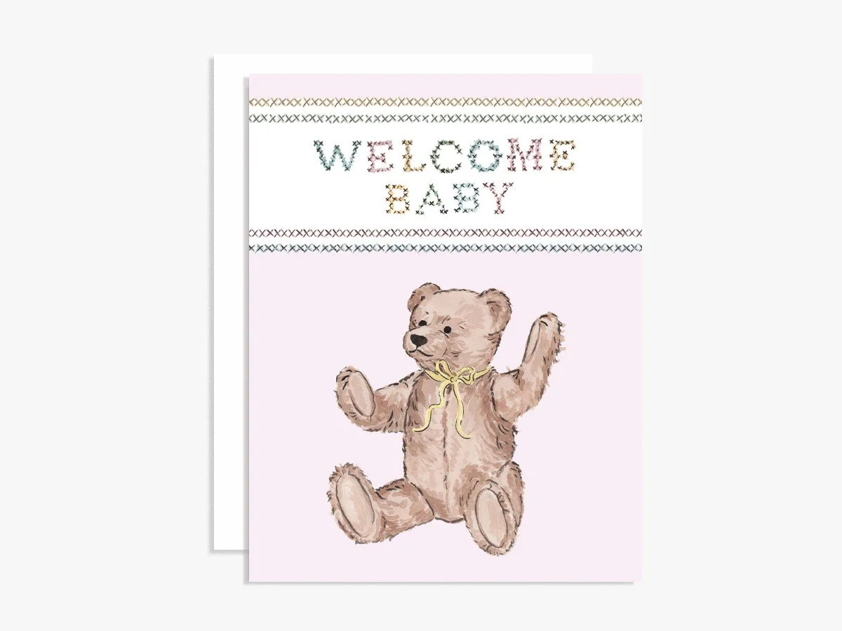 2025 Teddy Bear Cross Stitch Welcome Baby A2 Card Mock.jpg