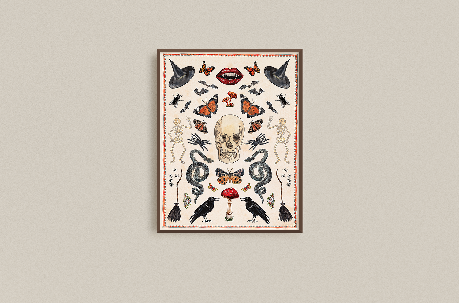 Spooky Witchy Halloween Art Print Mock Up Framed.png
