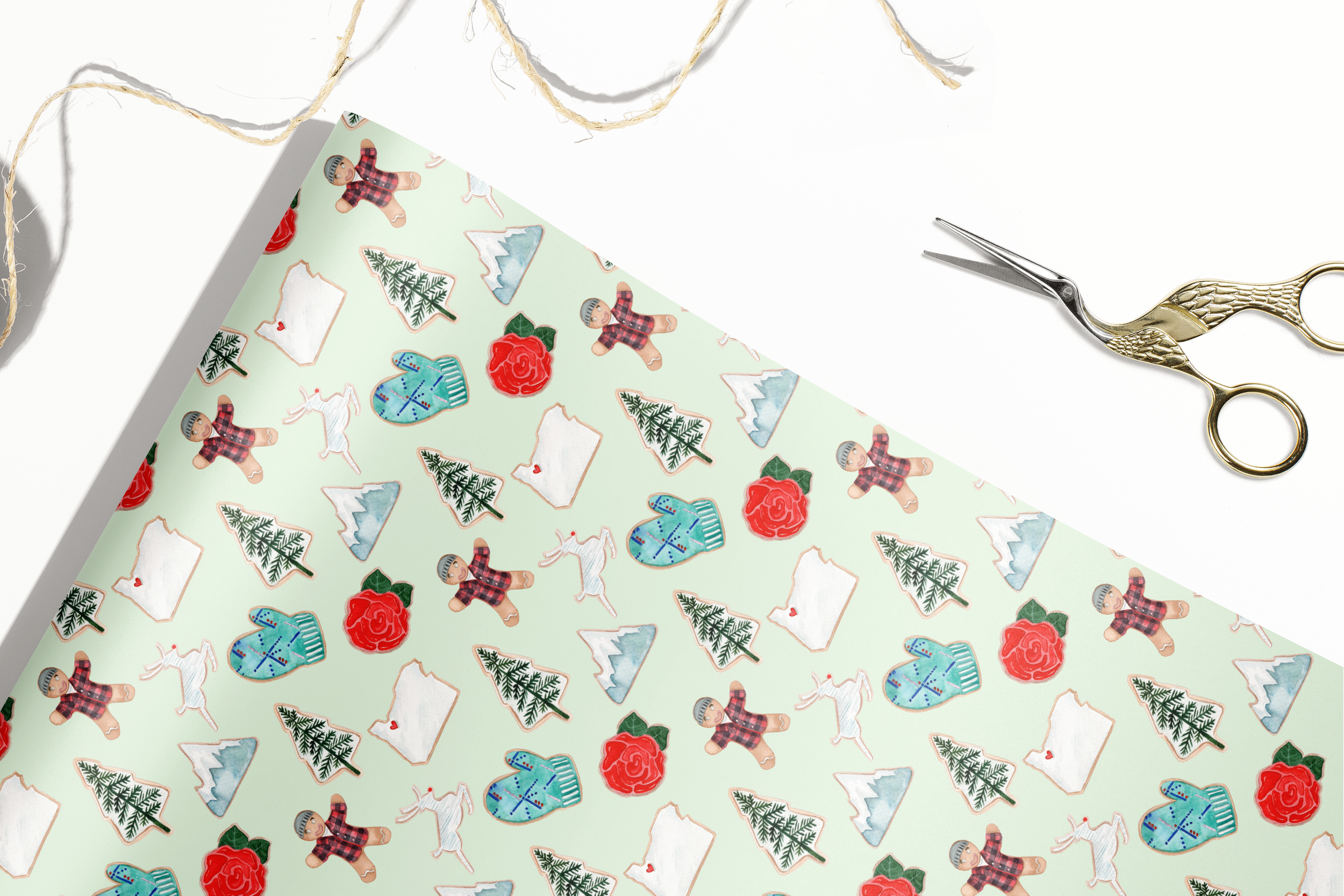 Portland Christmas Wrapping Paper - PNW Sugar Cookies