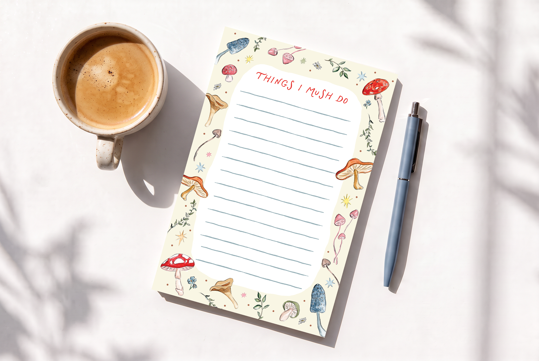 Watercolor Mushroom Notepad - Things I Mush Do