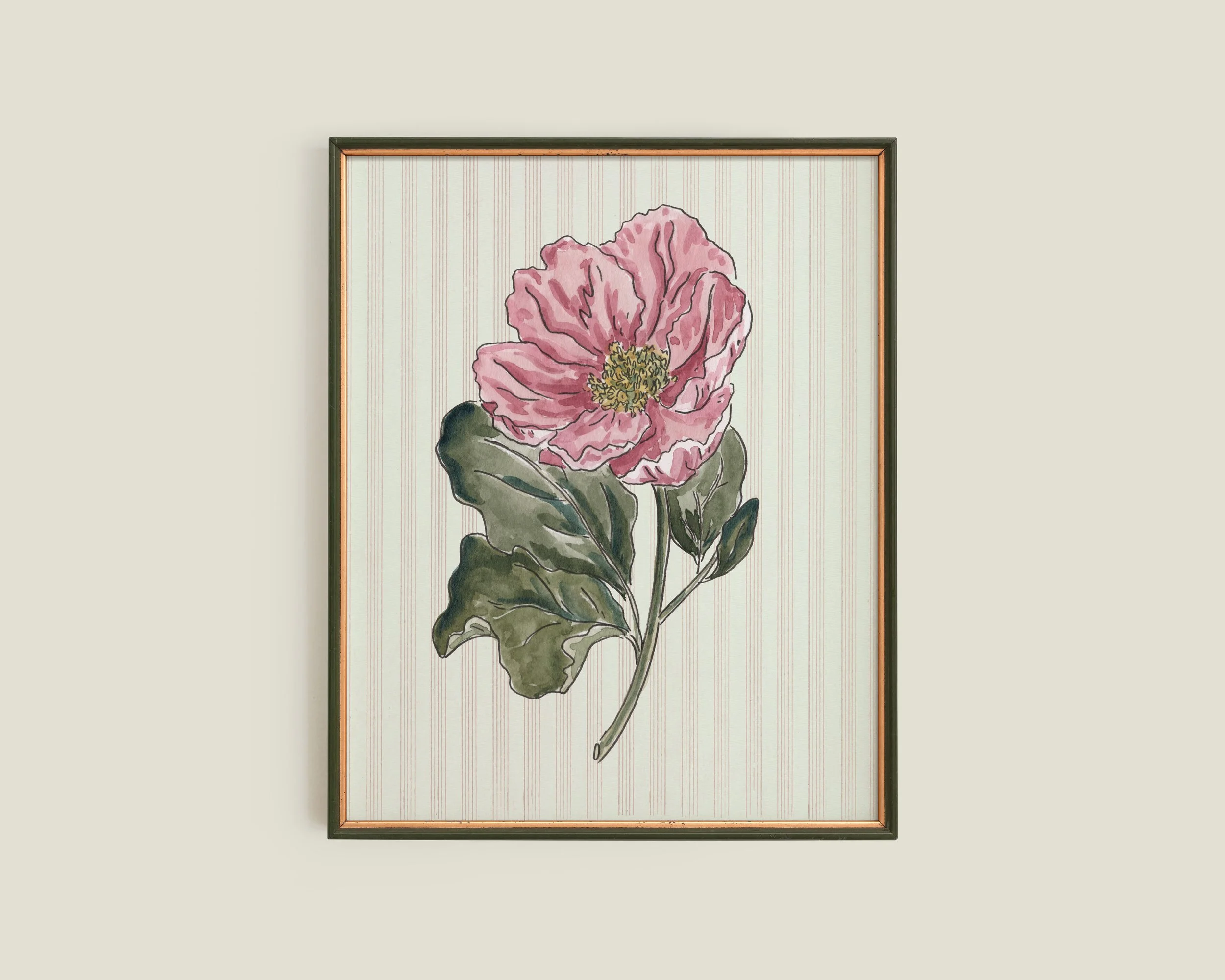 Flower with Stripes 8x10 Art Print Mock Framed.jpg