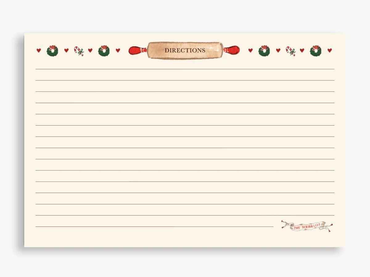 Back of Vintage-style Christmas recipe card with white lace doily frame