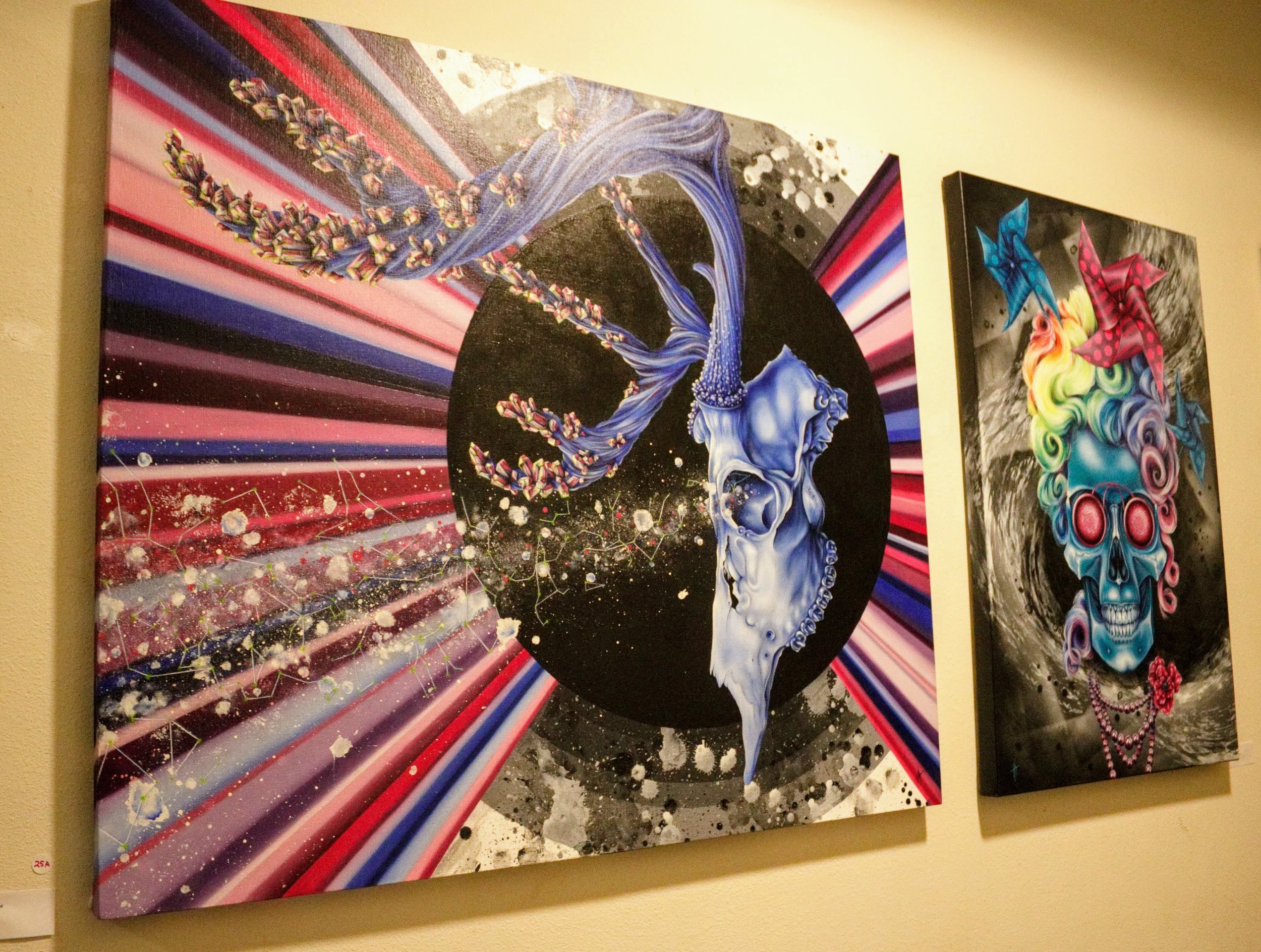 Left "Plucky Bucky," Right "Pinwheel Pearl" by Holli Michener Art 