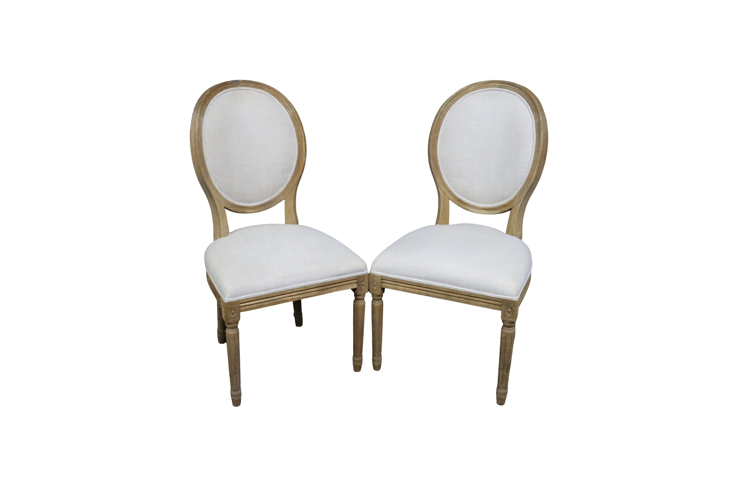Antique white Louis XVI French dining chair oval back