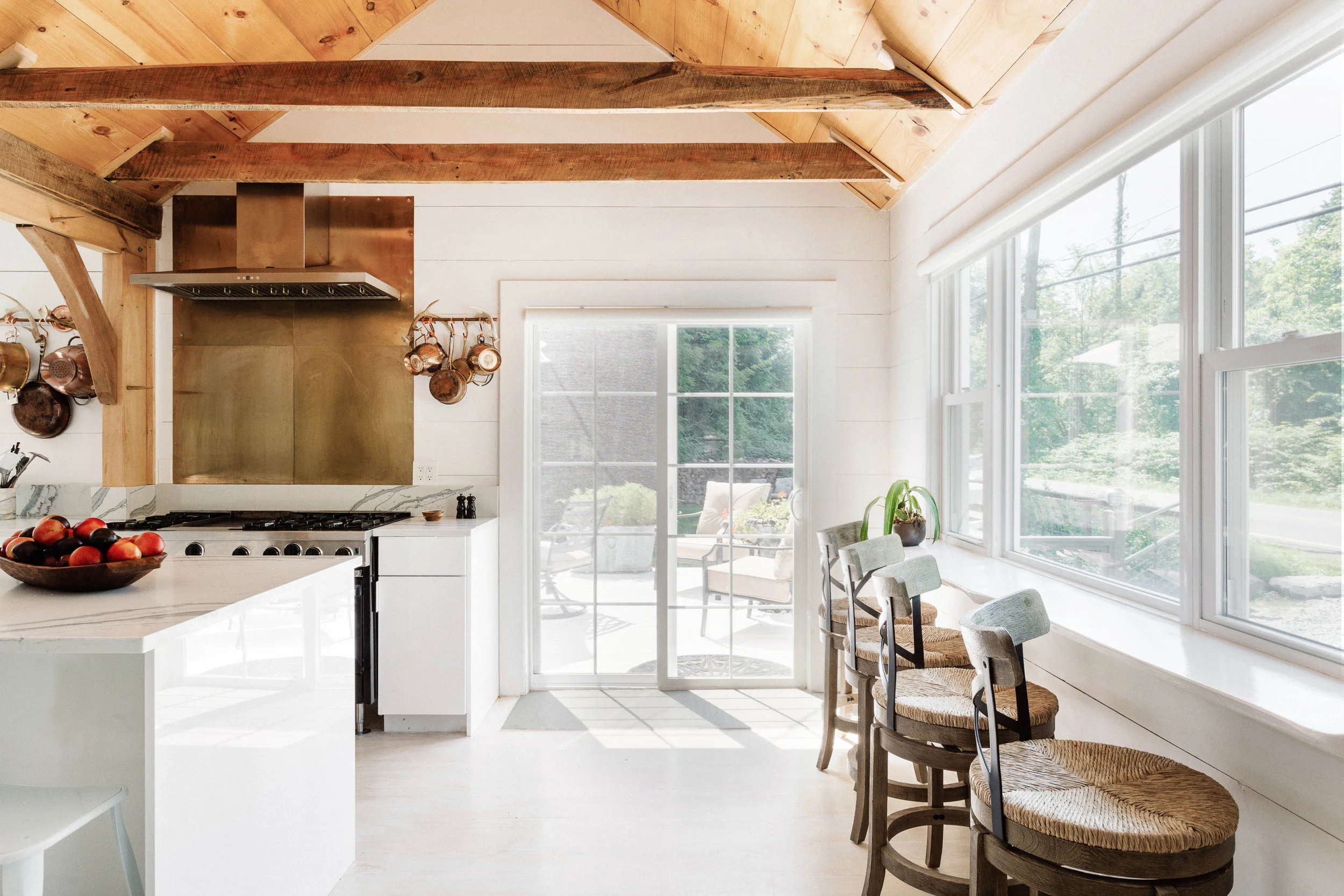 Bright dining room breakfast bar and stools