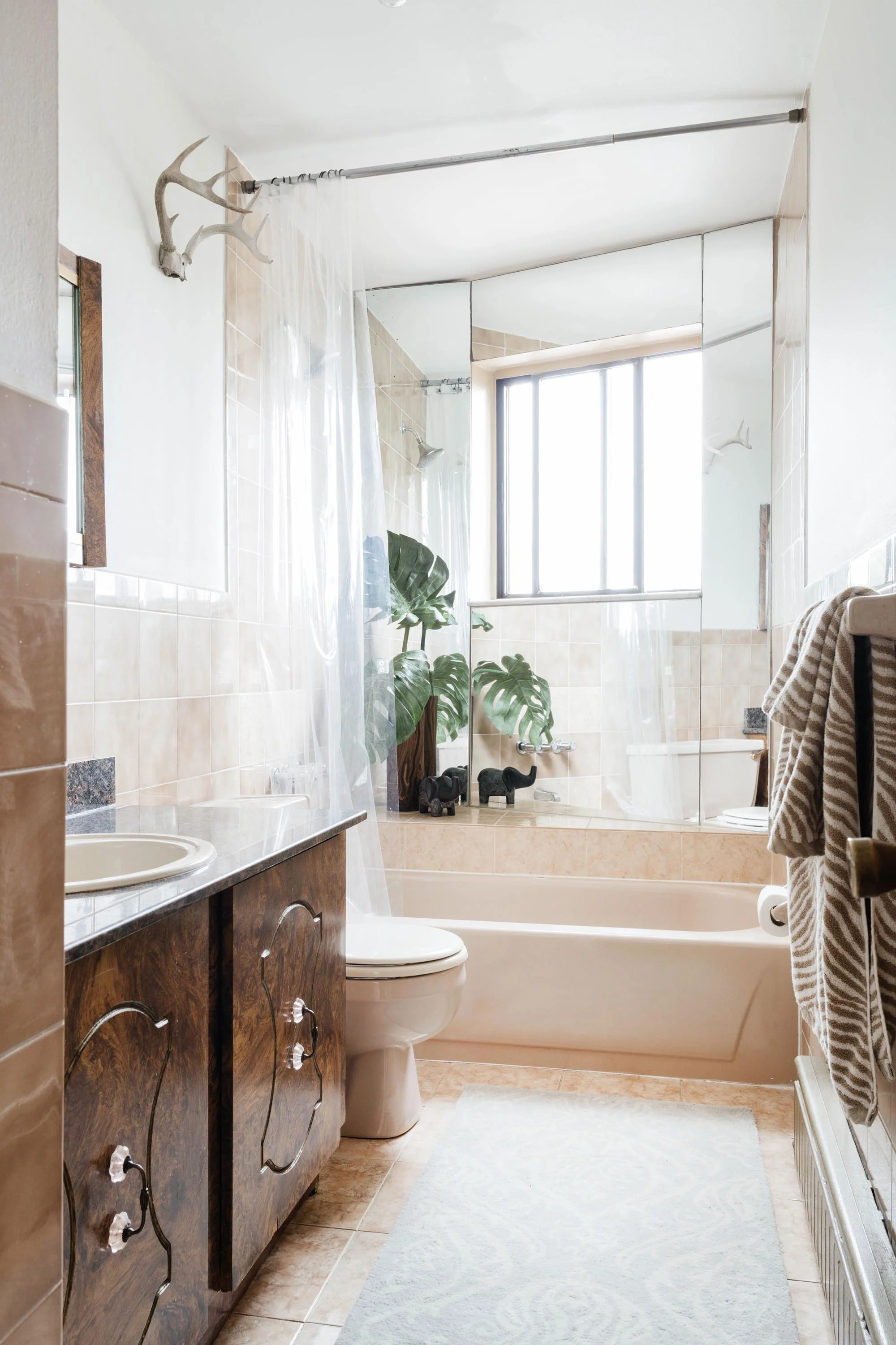 Bathroom with elegant wooden sink area