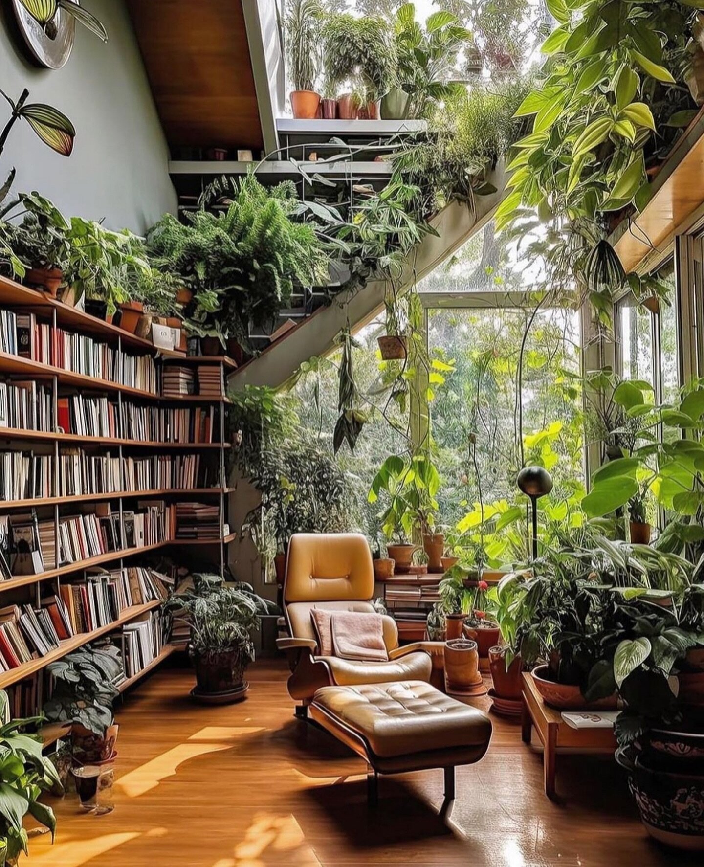 This is an important question.... Do you have enough plants? 
#repost @whereiwouldliketoread 

#read #design #nature #plants #Eames #library #interiordesign #eameschair