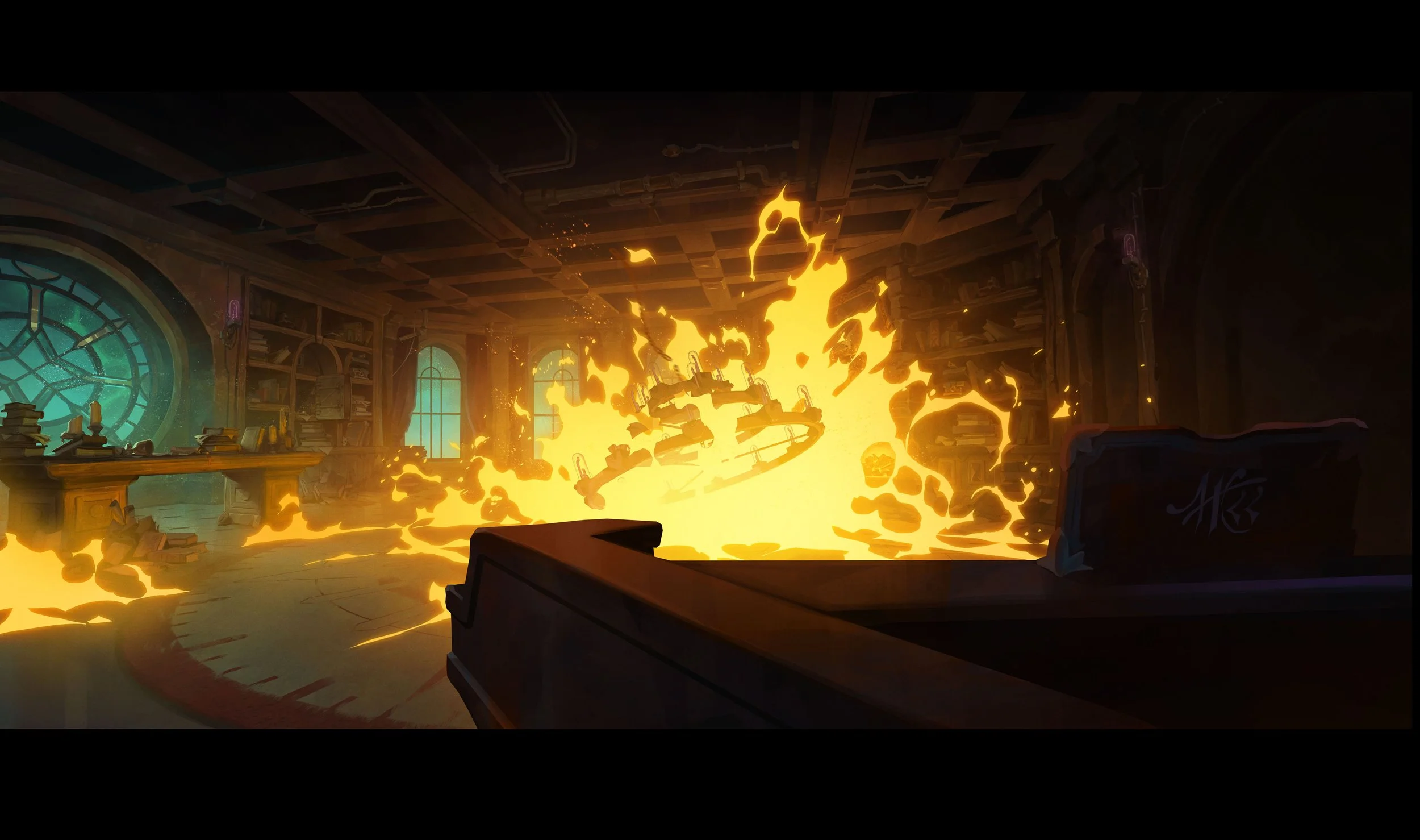 Int Mansion Study Room (On Fire)