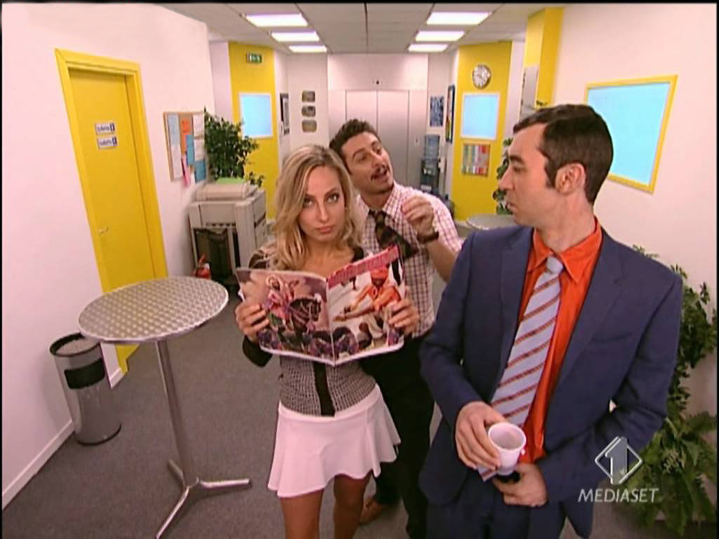 Jessica in a scene from her smash hit tv sitcom "Camera Cafe' "