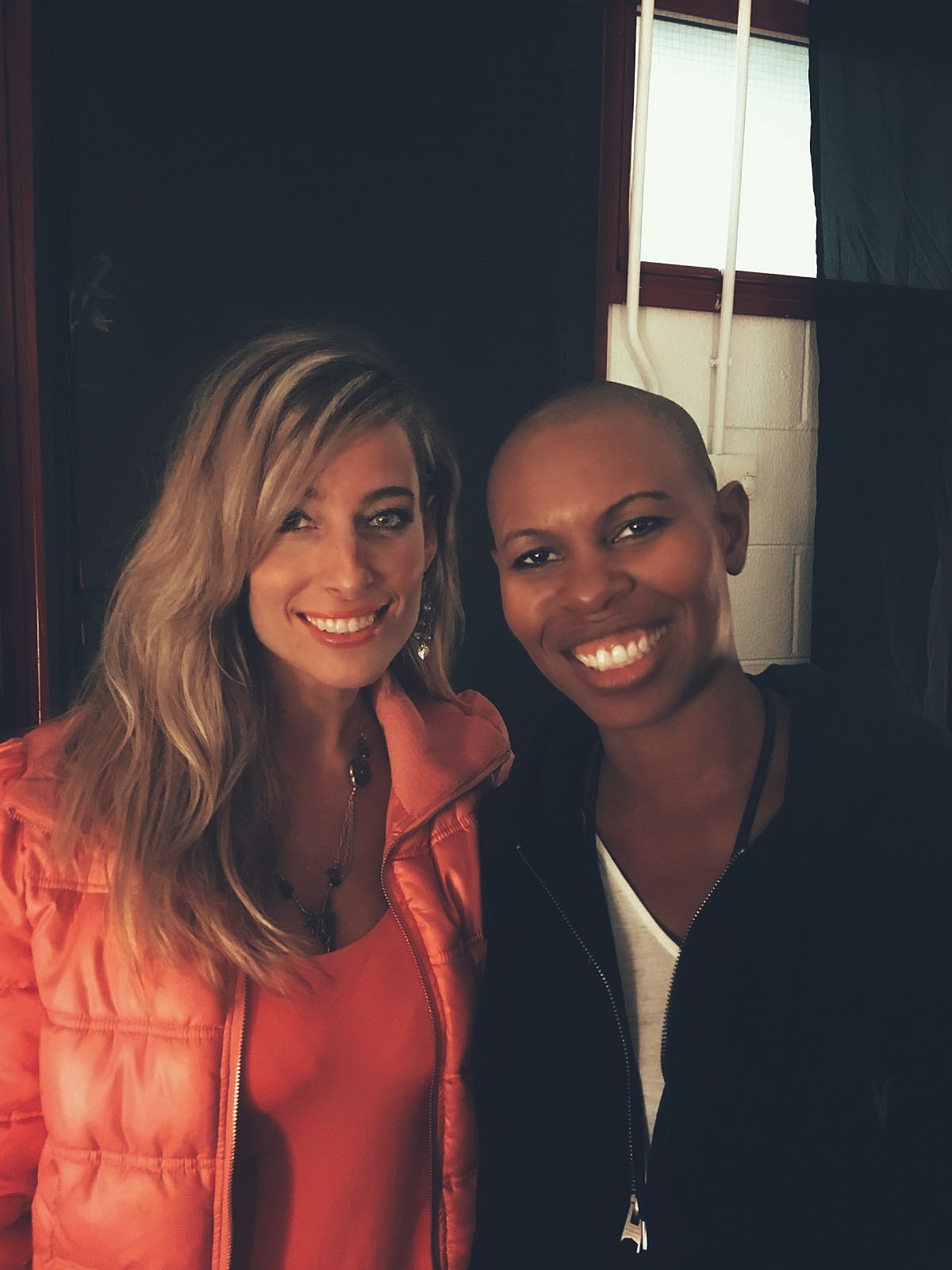 Jessica and recording artist and friend Skin backstage during the world tour of Skin's famed punk rock group, Skunk Anansie