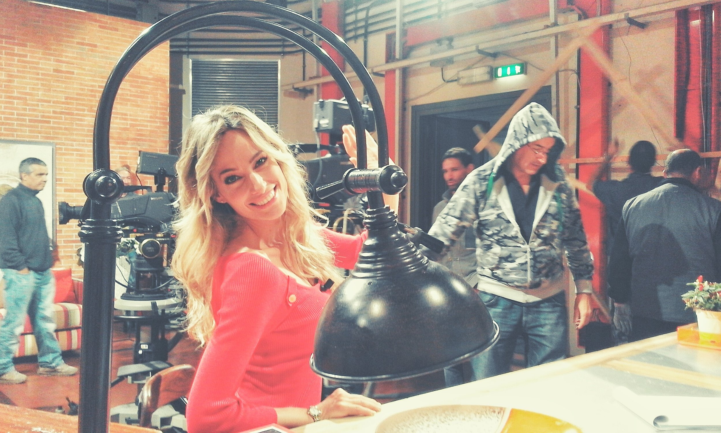 Jessica on the set of an interview for worldwide broadcast with the RAI network