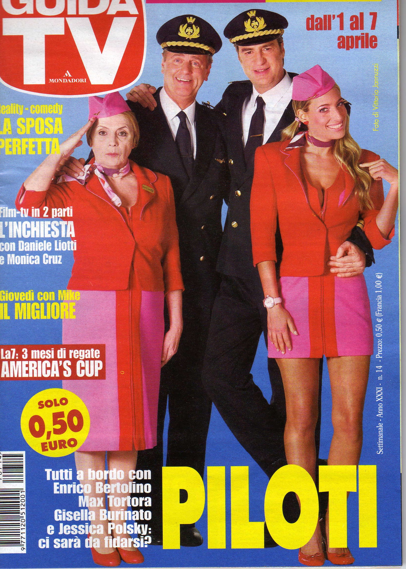 Jessica e il cast della sitcom Piloti per la RAI in copertina a Guida TV