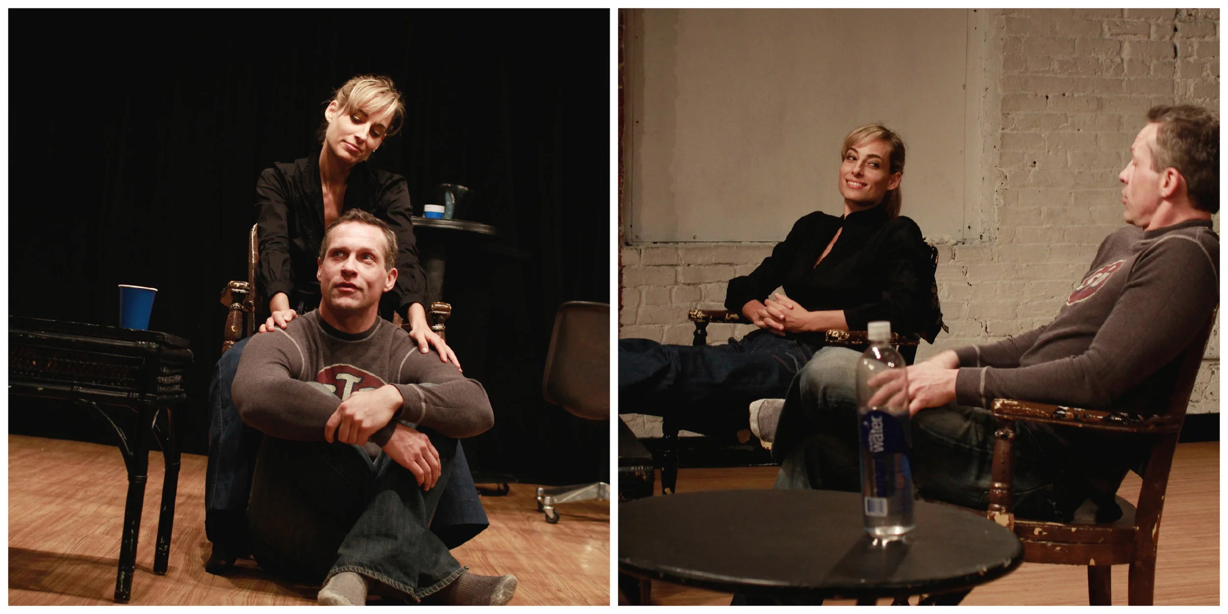 Jessica e John Krisiukenas a NYC durante le prove dello spettacolo Off-Broadway "Ghost Wife Radio"